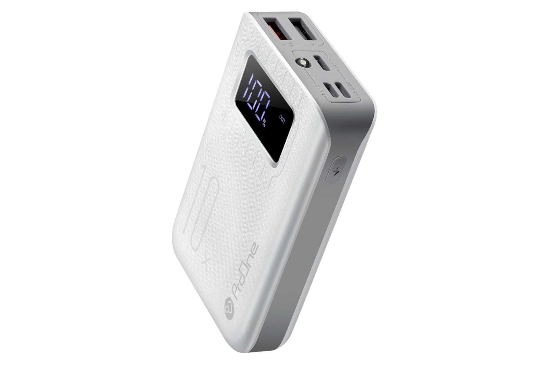 درگاه پاور بانک پرو وان ProOne PM21 10000mAh با ظرفیت 10000 میلی‌آمپر ساعت سفید