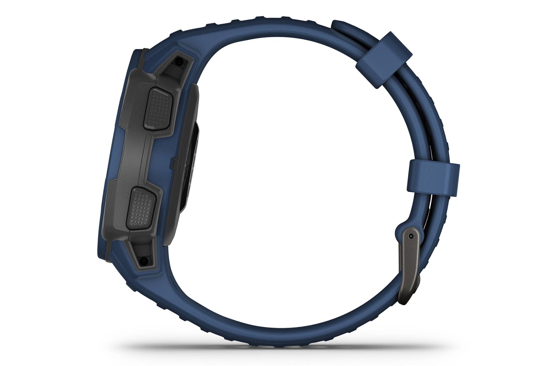 نمای کنار ساعت هوشمند گارمین مدل Instinct سولار رنگ سورمه ای