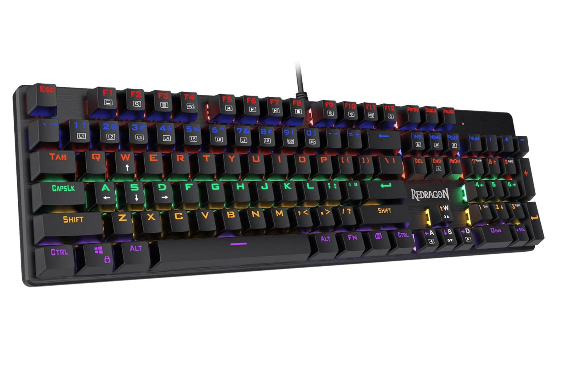 نمای چپ کیبورد ردراگون K608 Valheim Rainbow