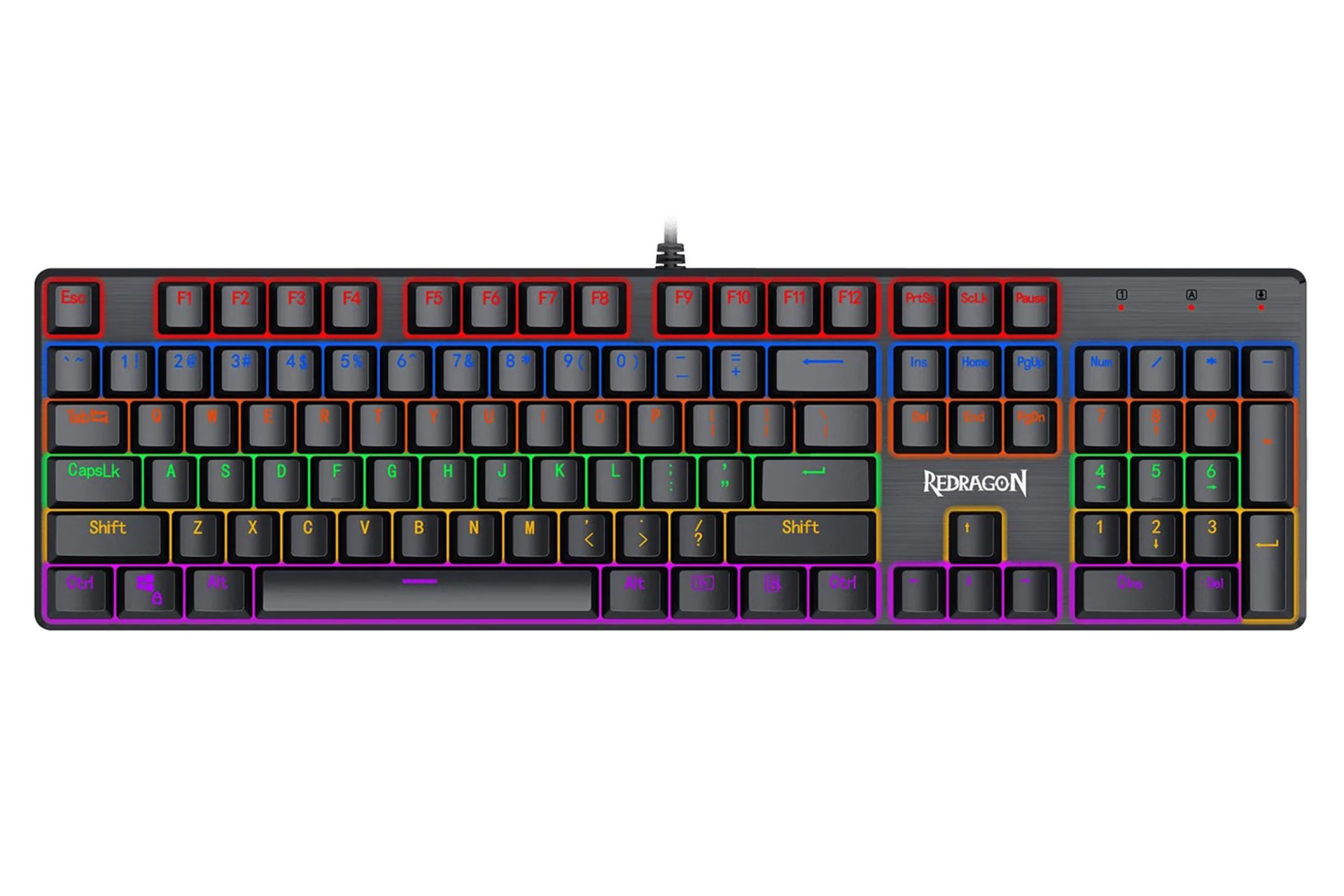 نمای روبرو کیبورد ردراگون K608 Valheim Rainbow