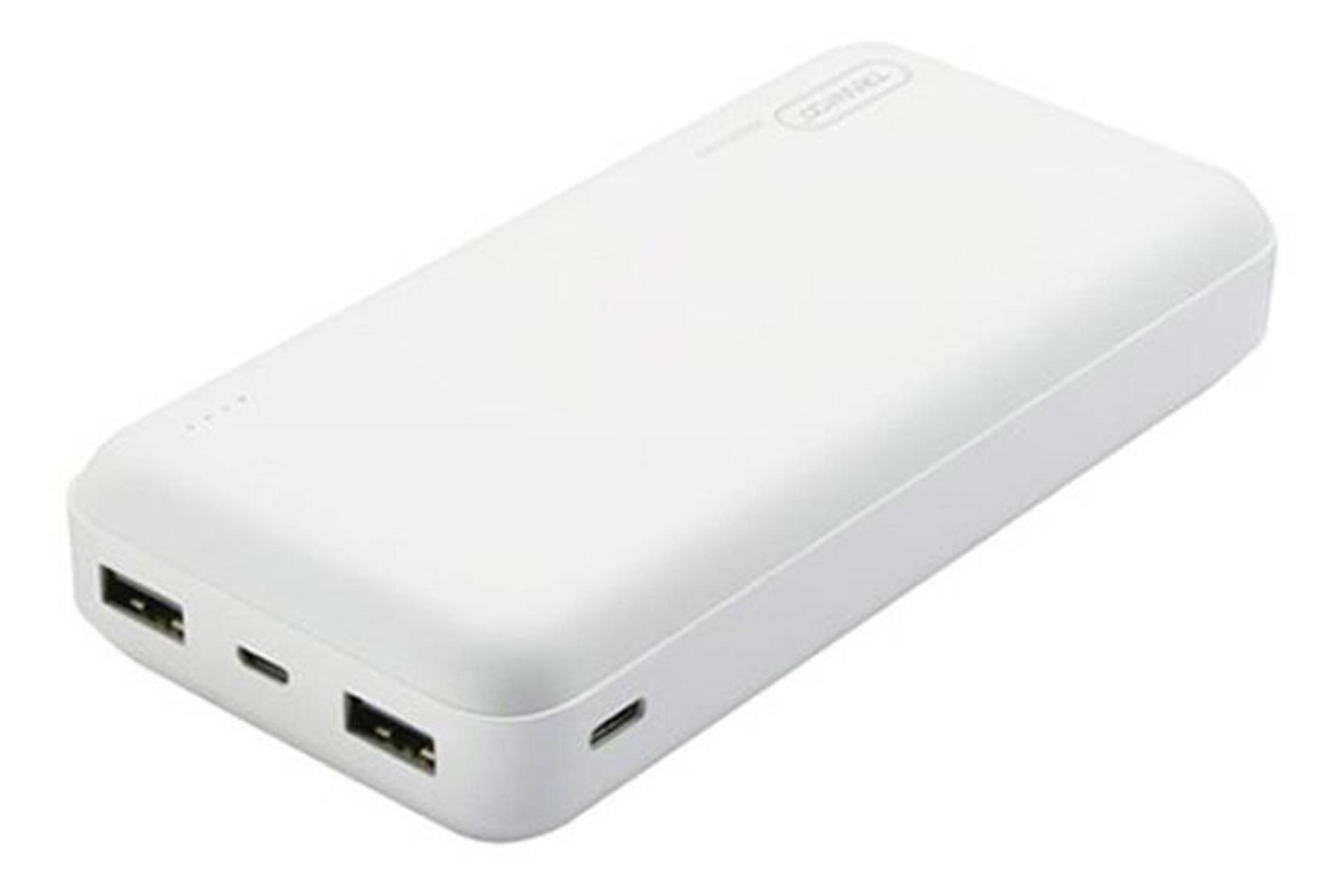 نمای جانبی پاور بانک ترانیو F11 با ظرفیت 20000 میلی‌آمپر ساعت