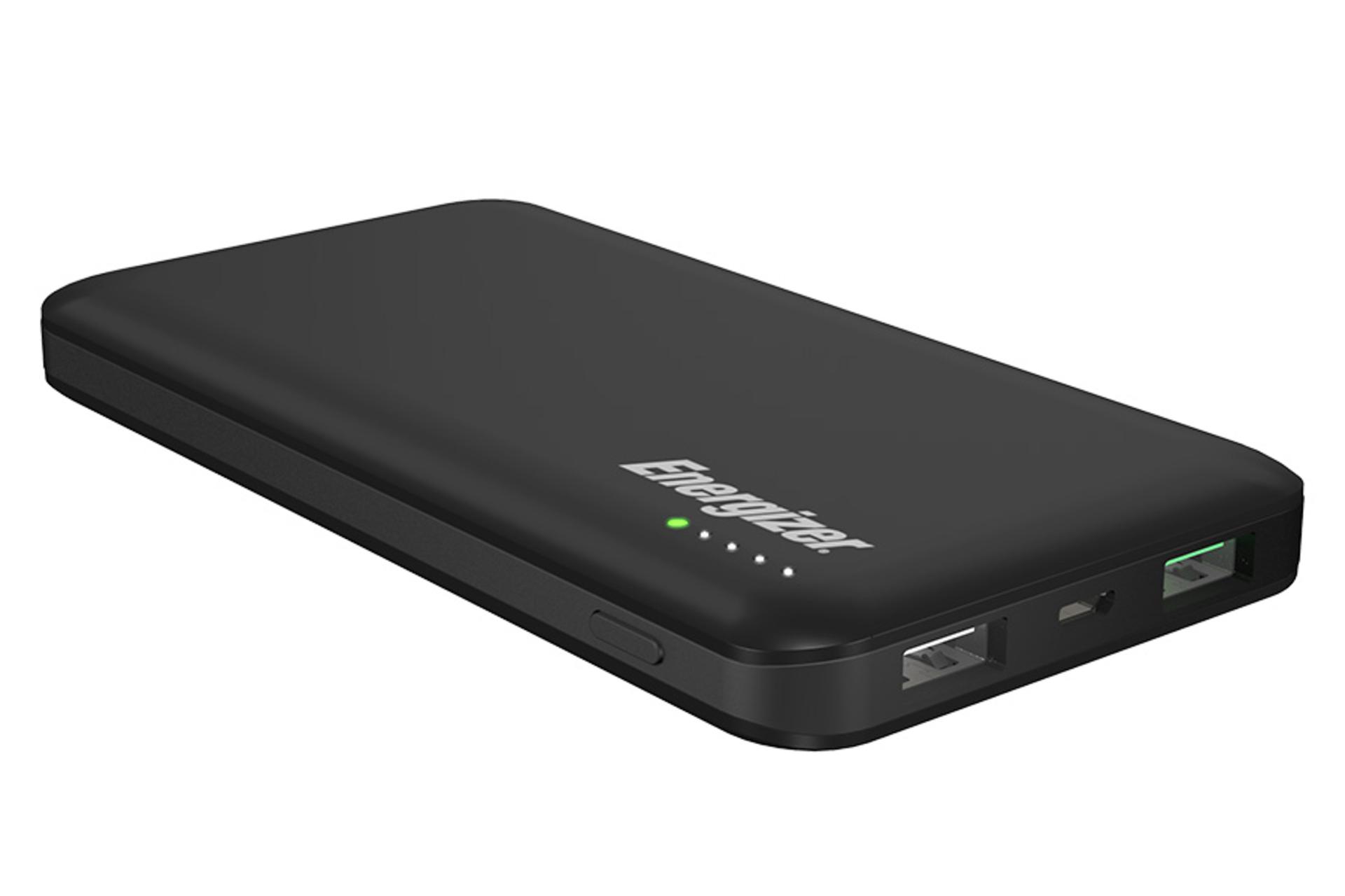 نمای نیمرخ پاوربانک انرجایزر UE10025QC رنگ مشکی