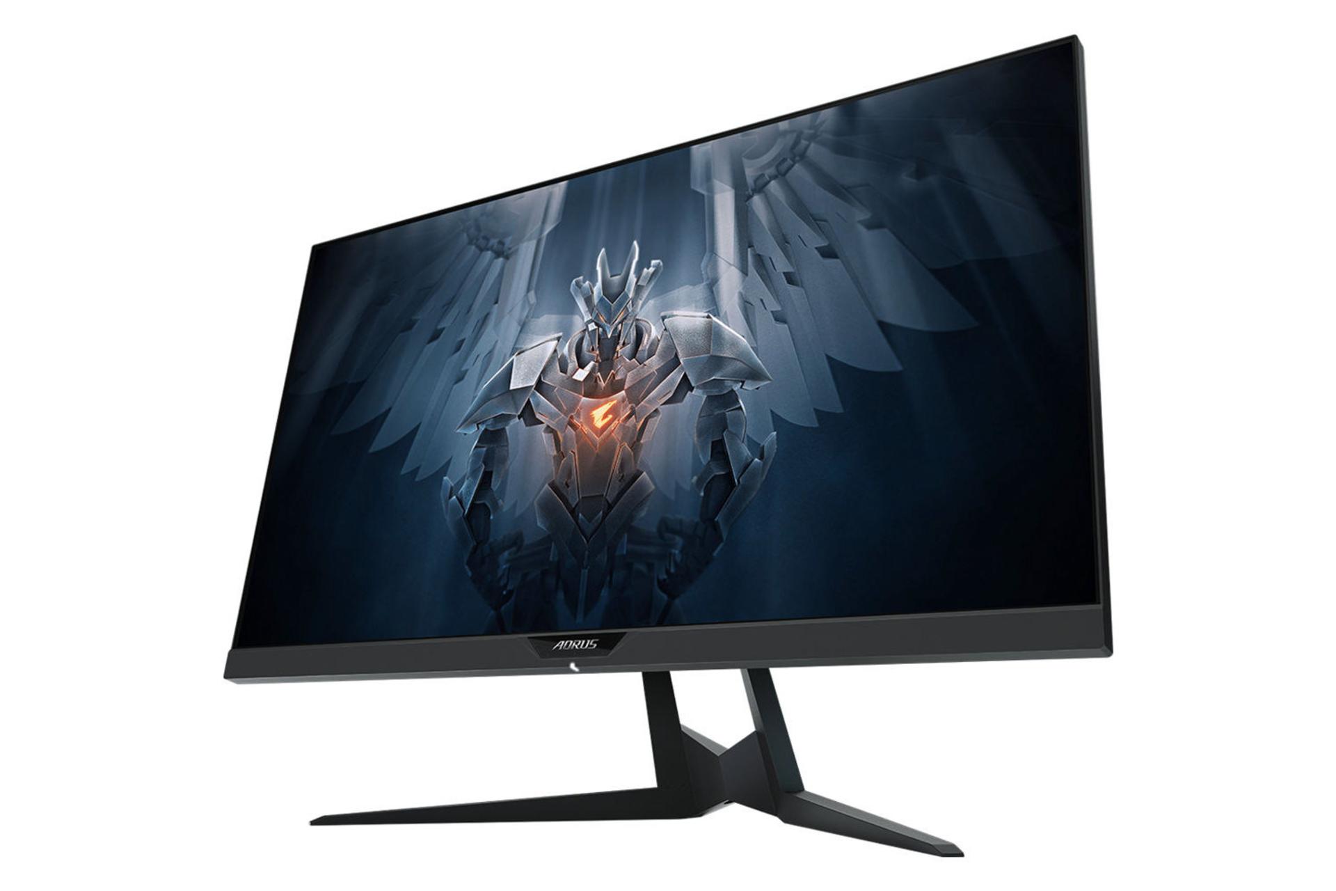 نمای جلو زاویه دار مانیتور گیگابایت آروس 27 اینچ مدل FI27Q-P