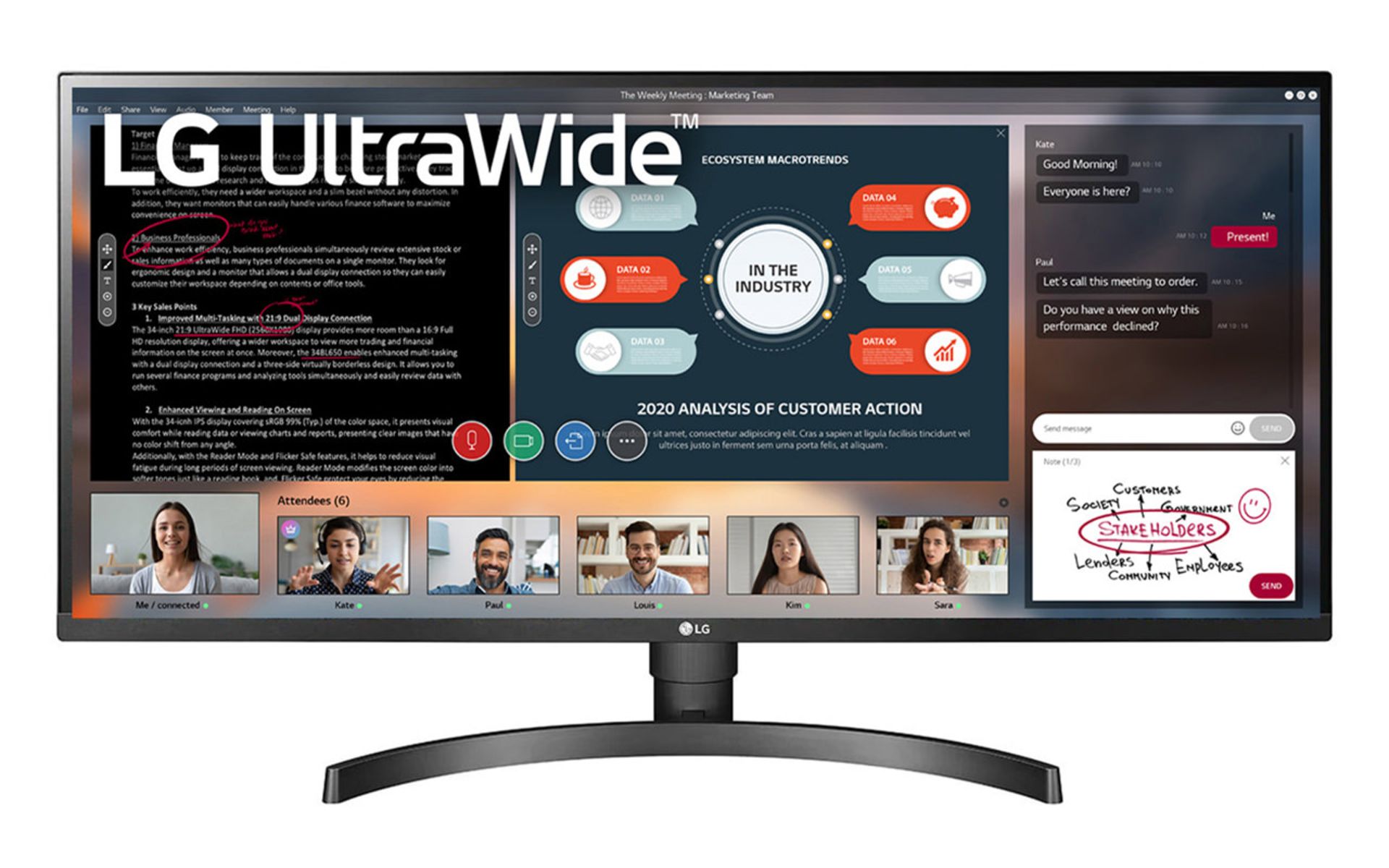 مانیتور LG 34WL500-B نمای جلو / ال جی 34 اینچ مدل 34WL500-B