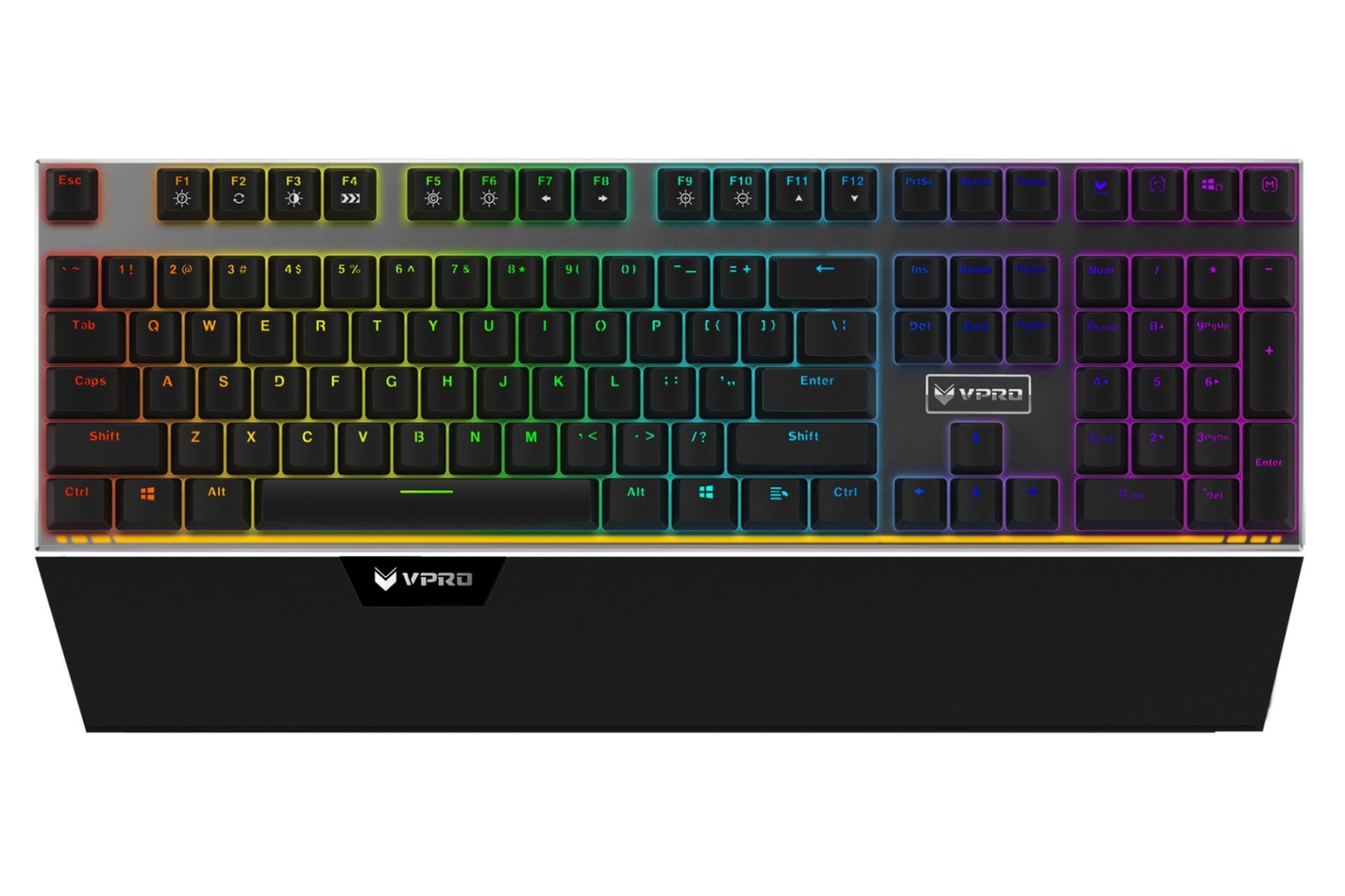 مرجع متخصصين ايران نماي بالا از كيبورد رپو مدل v720 با نور پس زمينه RGB