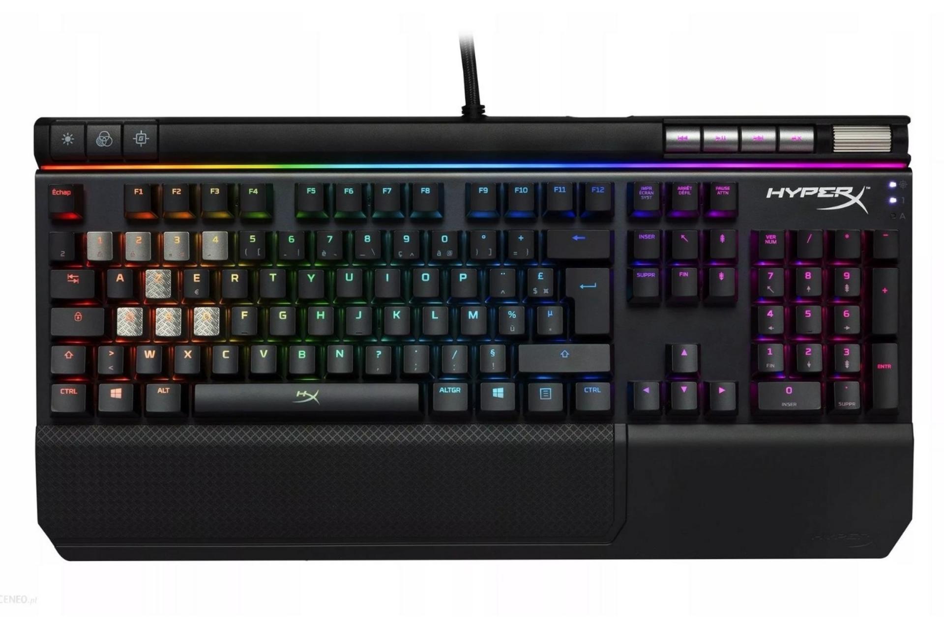 نمای جلو کیبورد کینگستون HyperX ALLOY Elite RGB