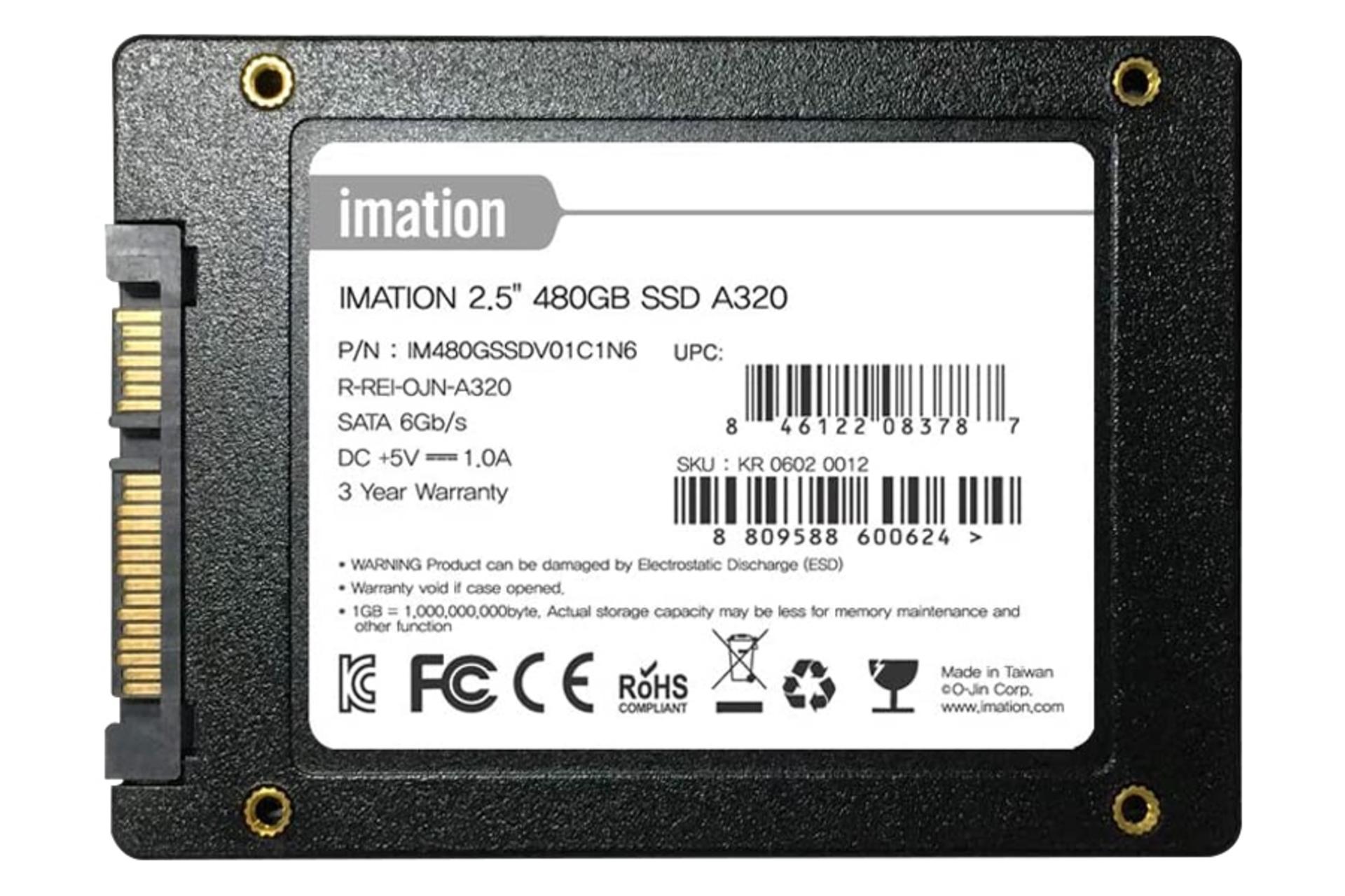 پشت SSD ایمیشن Imation A320 SATA 2.5 Inch 480GB ظرفیت 480 گیگابایت