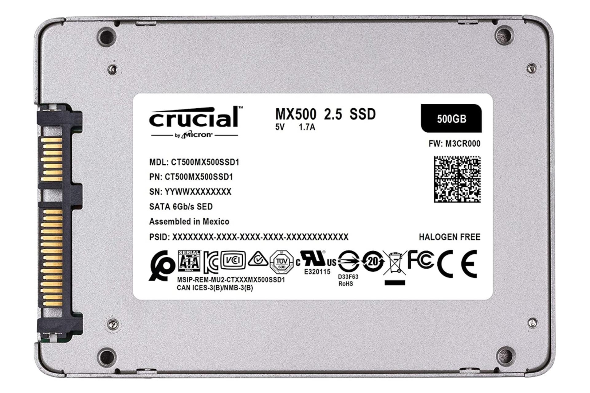 پشت SSD کروشیال Crucial MX500 SATA 2.5 Inch 500GB ظرفیت 500 گیگابایت