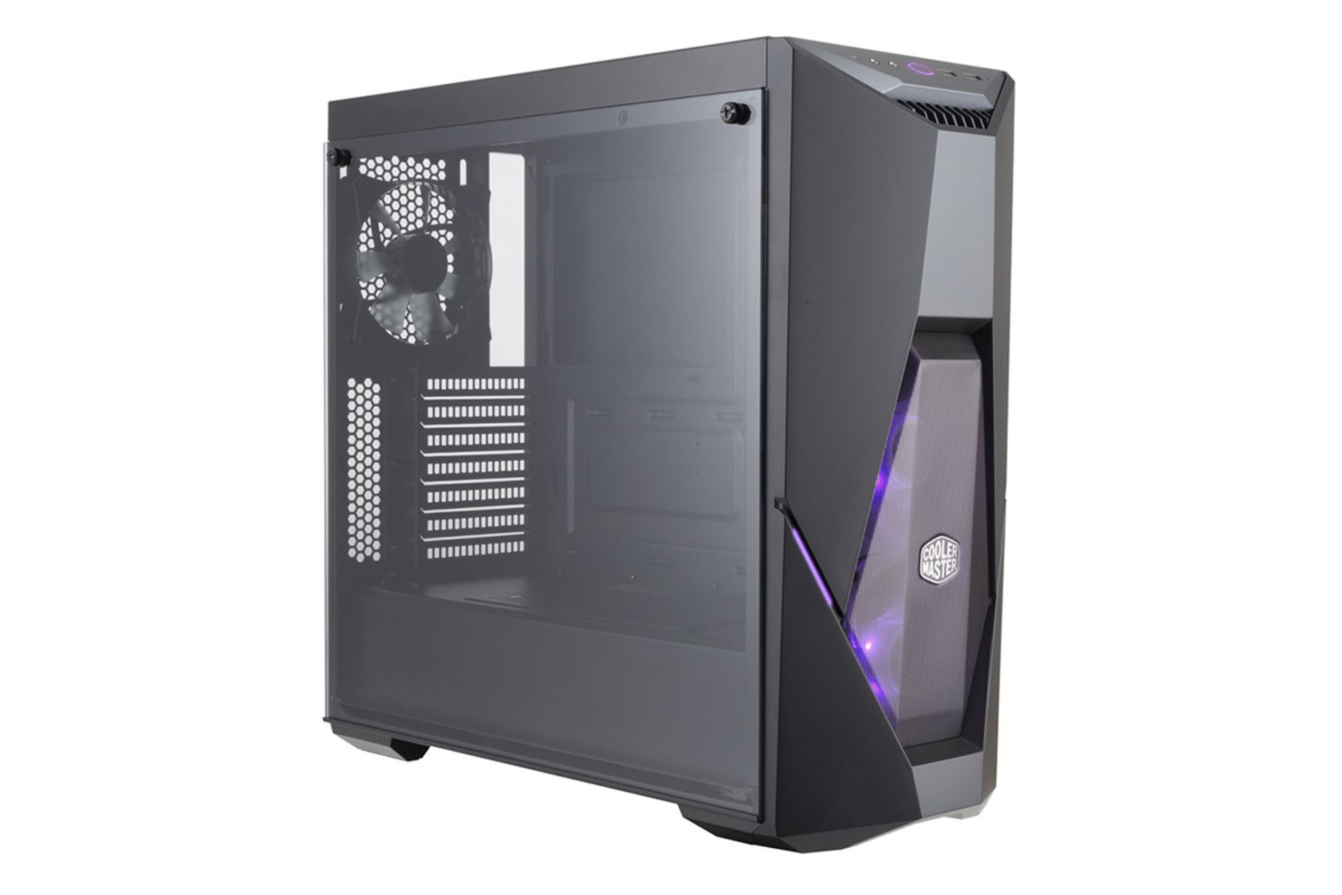 نمای نیم رخ جلو و سمت چپ کیس کامپیوتر کولر مستر MASTERBOX K500 ARGB