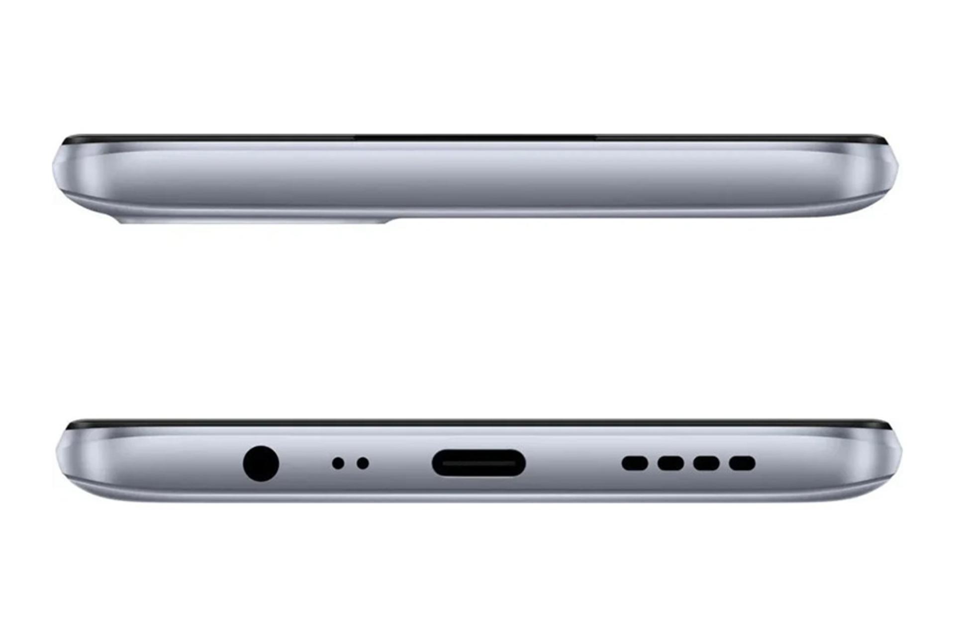 نمای بالا و پایین گوشی ریلمی 7i گلوبال رنگ نقره ای