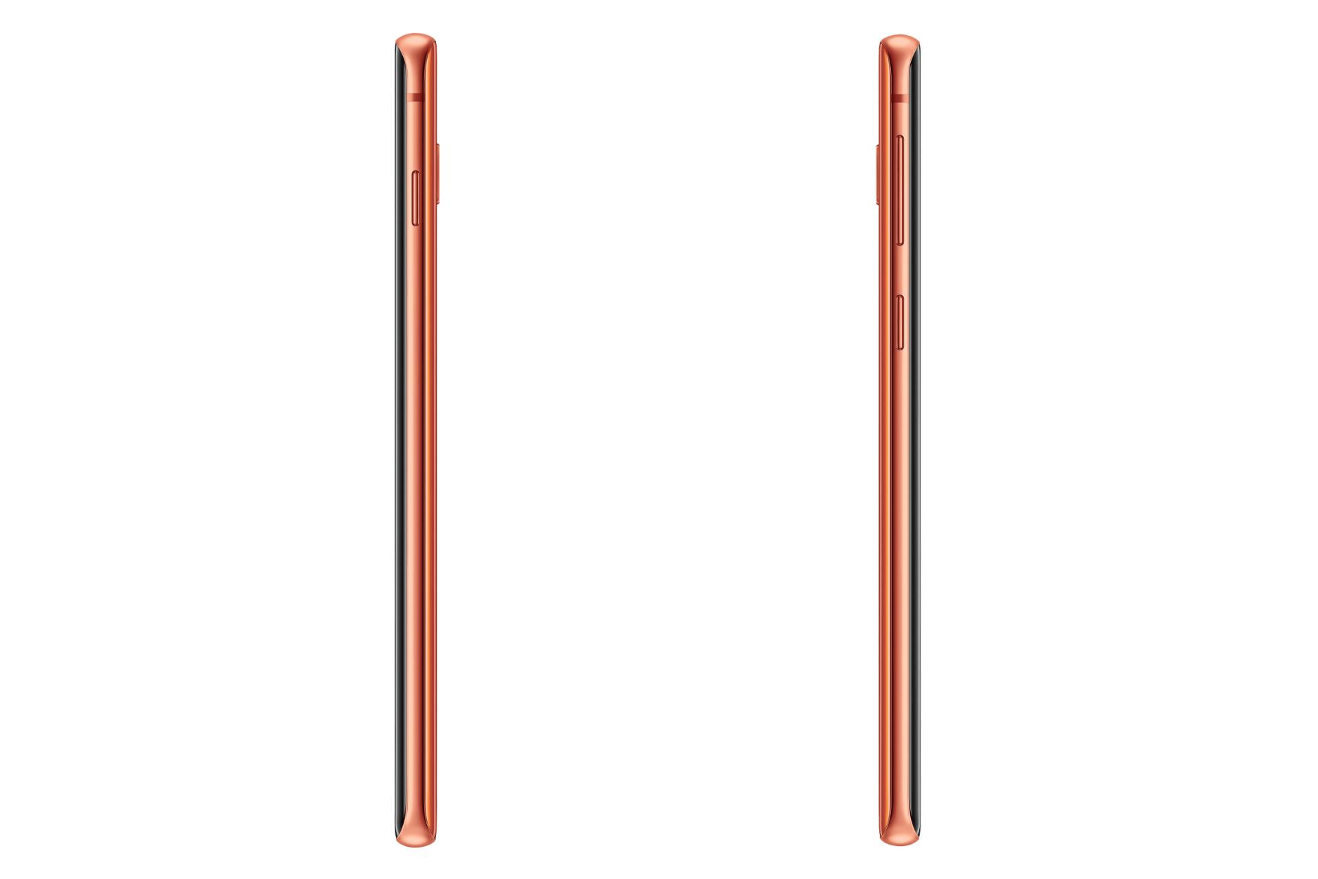 نمای کناری موبایل گلکسی اس 10 سامسونگ رنگ نارنجی