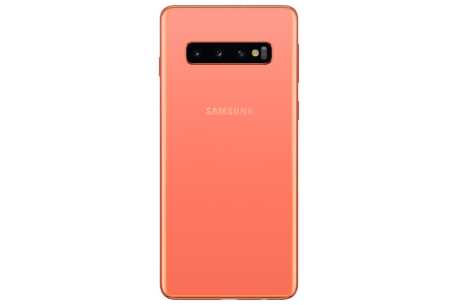 نمای پشت موبایل گلکسی اس 10 سامسونگ رنگ نارنجی