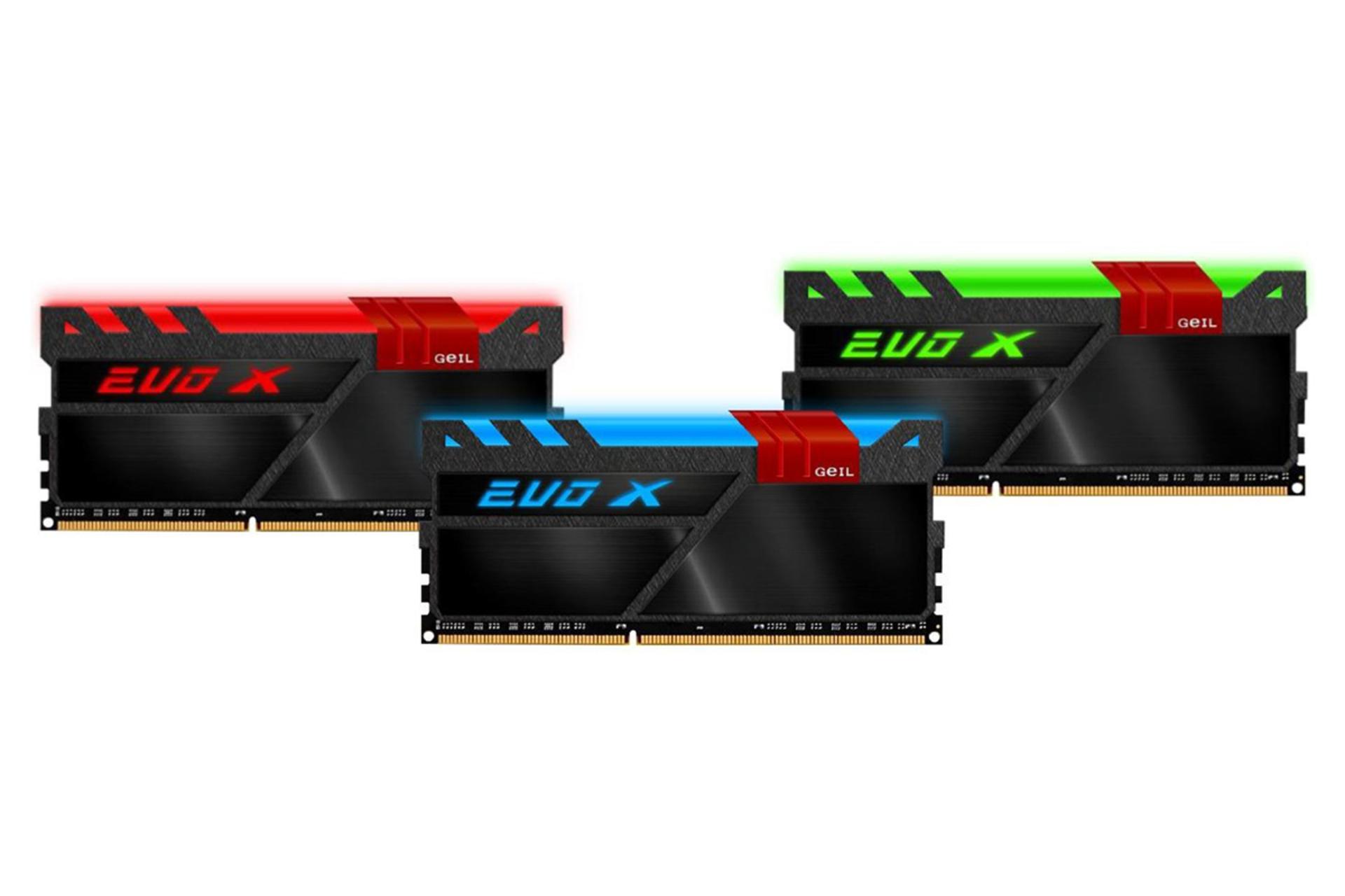 نمایش سه رنگ رم گیل EVO X ظرفیت 16 گیگابایت (2x8) از نوع DDR4-3000