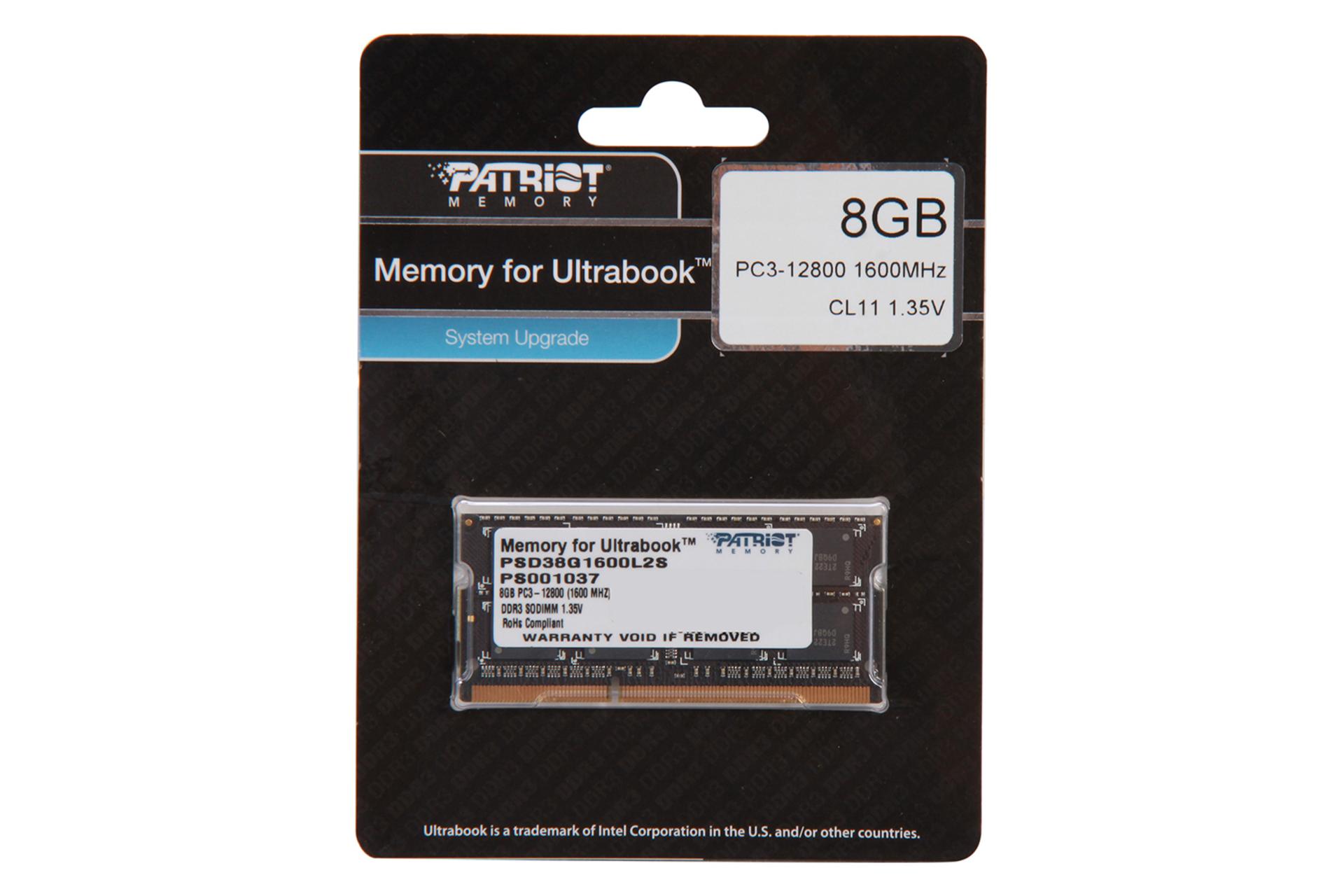 پک رم پاتریوت Signature Line ظرفیت 8 گیگابایت از نوع DDR3L-1600