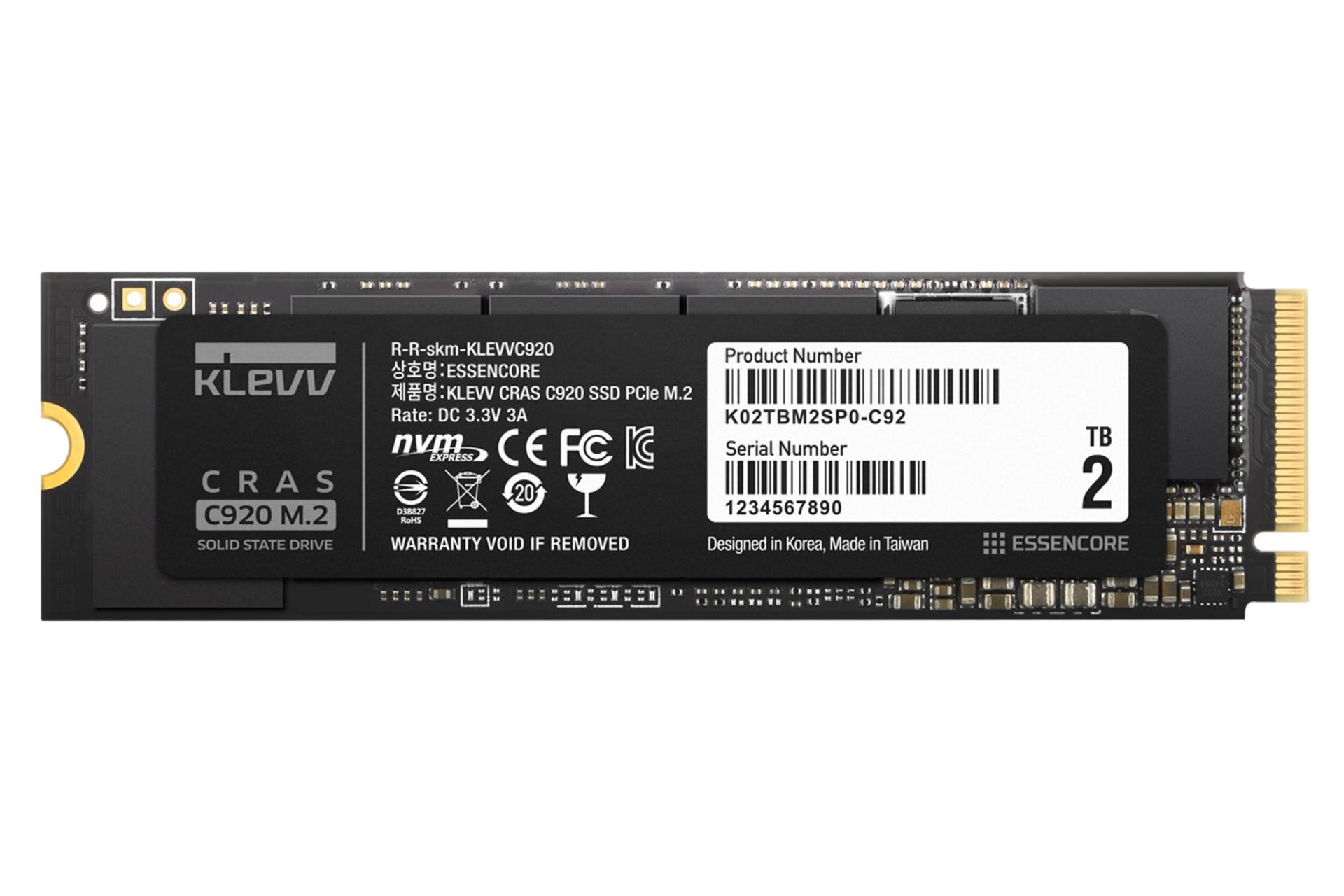 نمای پشت SSD کلو CRAS C920 NVMe M.2 ظرفیت 2 ترابایت