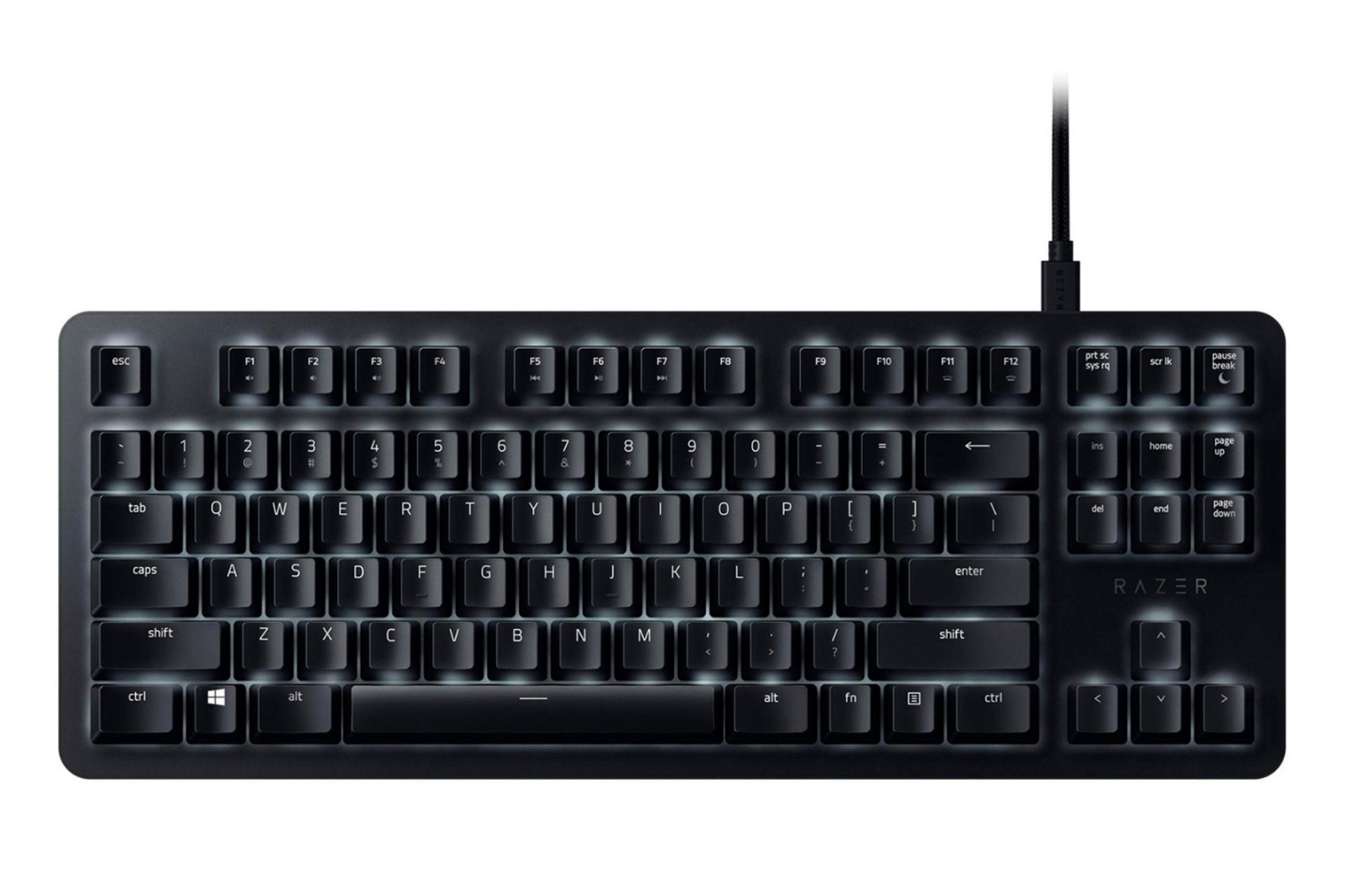 نمای جلو کیبورد گیمینگ Razer BlackWidow Lite stormtrooper مشکی