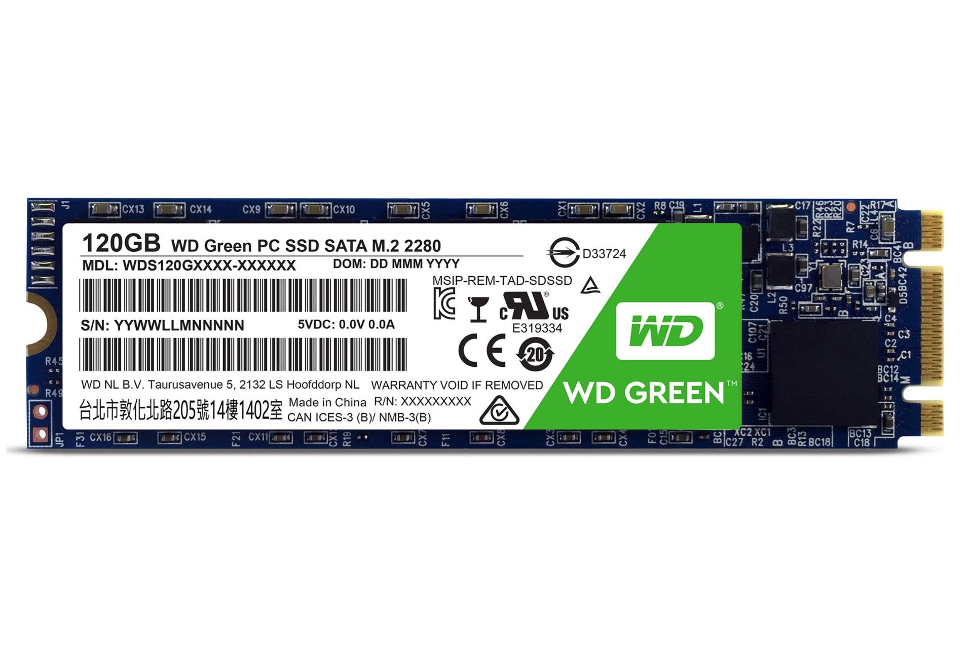 نمای روبرو SSD وسترن دیجیتال Western Digital Green WDS120G1G0B SATA M.2 120GB ظرفیت 120 گیگابایت