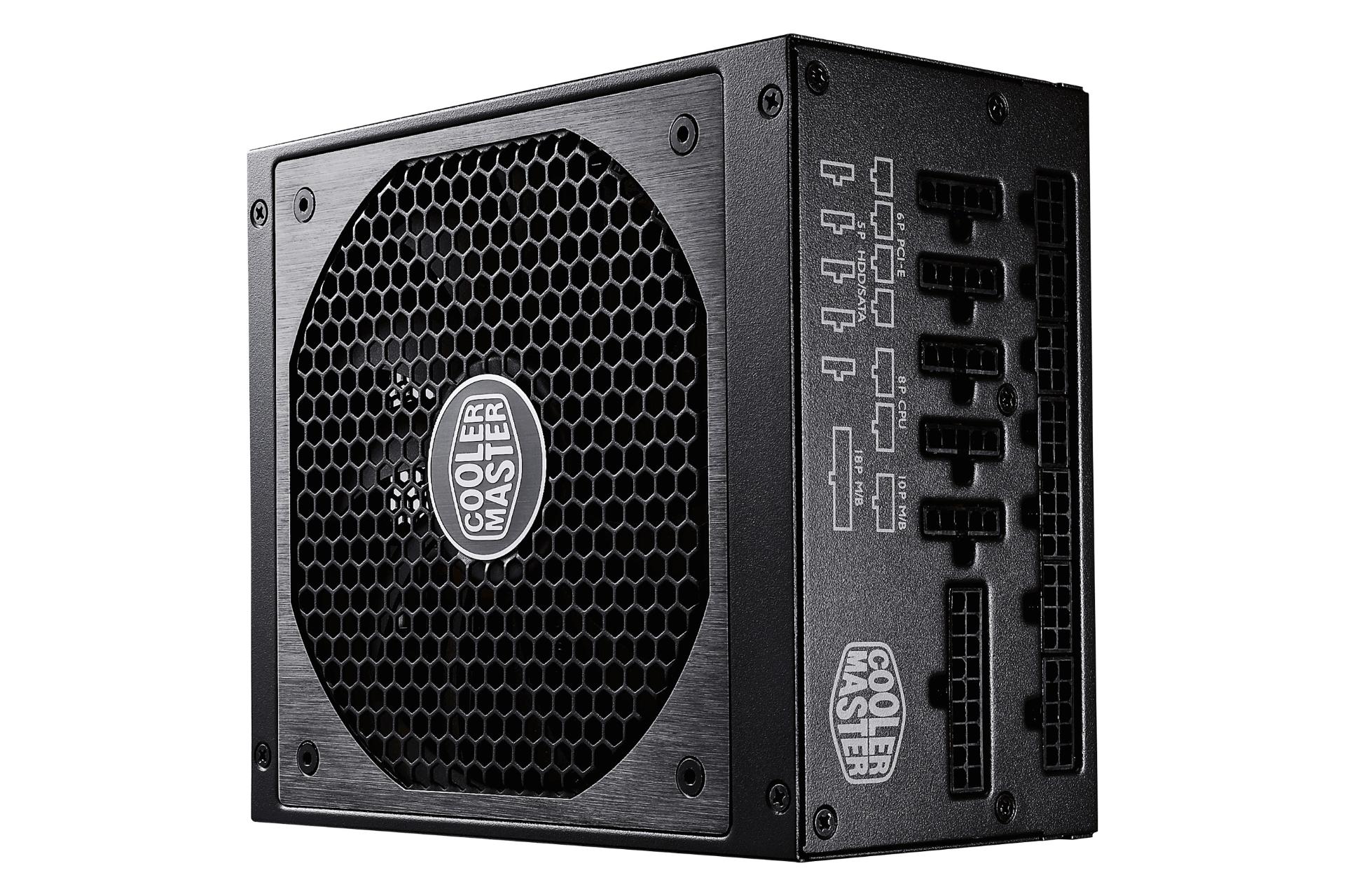 نمای ایستاده پاور کامپیوتر کولر مستر V1000 Gold با توان 1000 وات