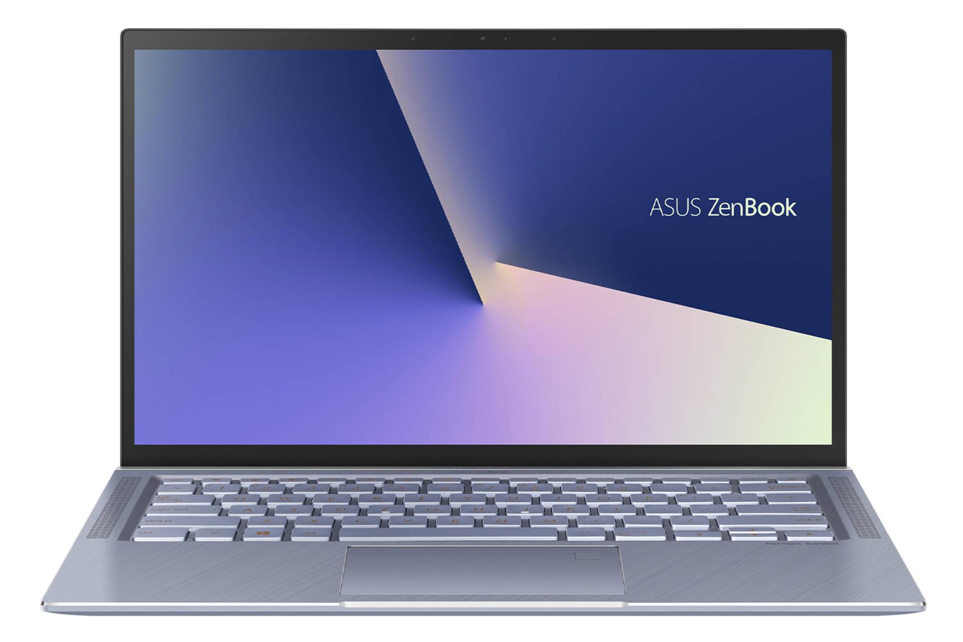 لپ‌تاپ ذن بوک 14 UX431FA ایسوس نمای جلو و صفحه نمایش و صفحه کلید / Asus ZenBook 14 UX431FA