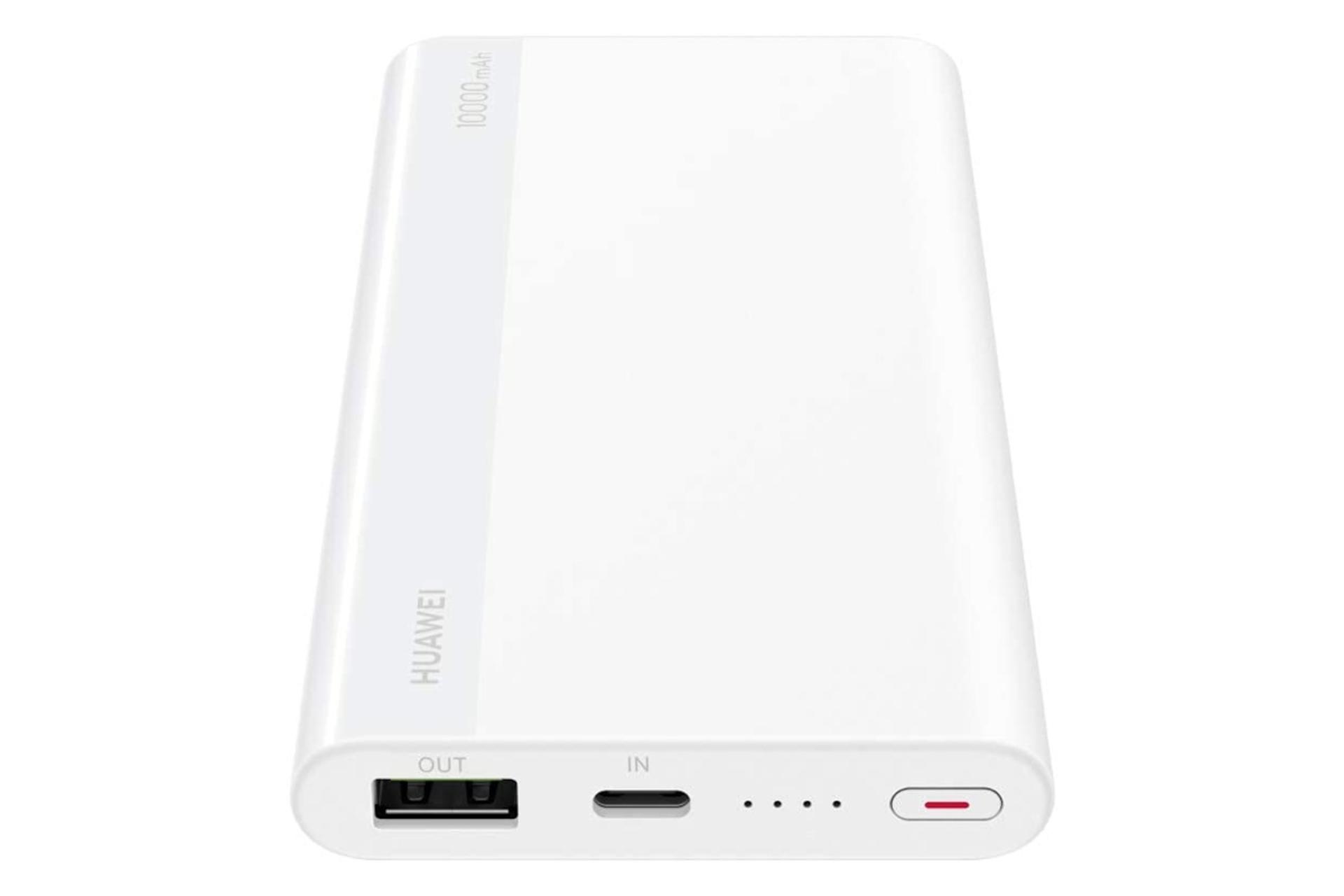 نمای پایین پاور بانک هواوی CP11QC با ظرفیت 10000 میلی‌آمپر ساعت Huawei CP11QC 10000mAh سفید