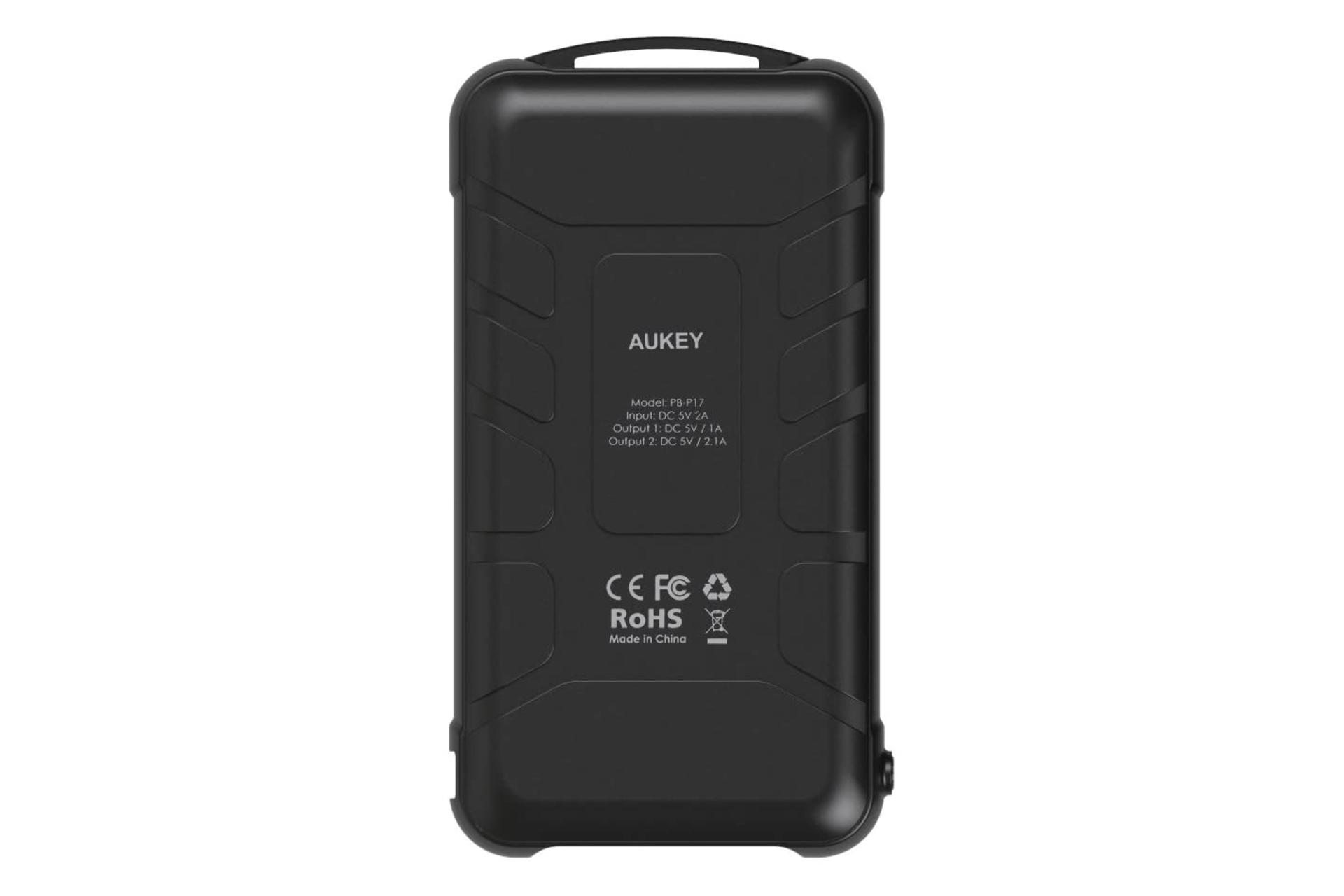 نمای پشت پاور بانک آکی Solar PB-P17 با ظرفیت 20000 میلی‌آمپر ساعت Aukey Solar PB-P17 20000mAh
