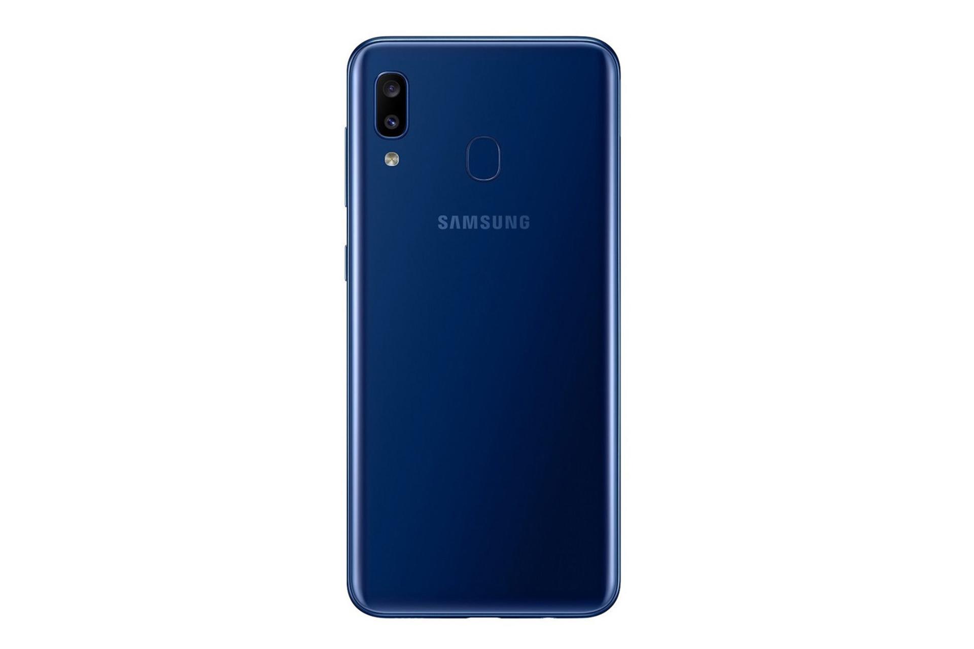گوشی گلکسی A20 سامسونگ آبی - نمای جلو / Samsung Galaxy A20