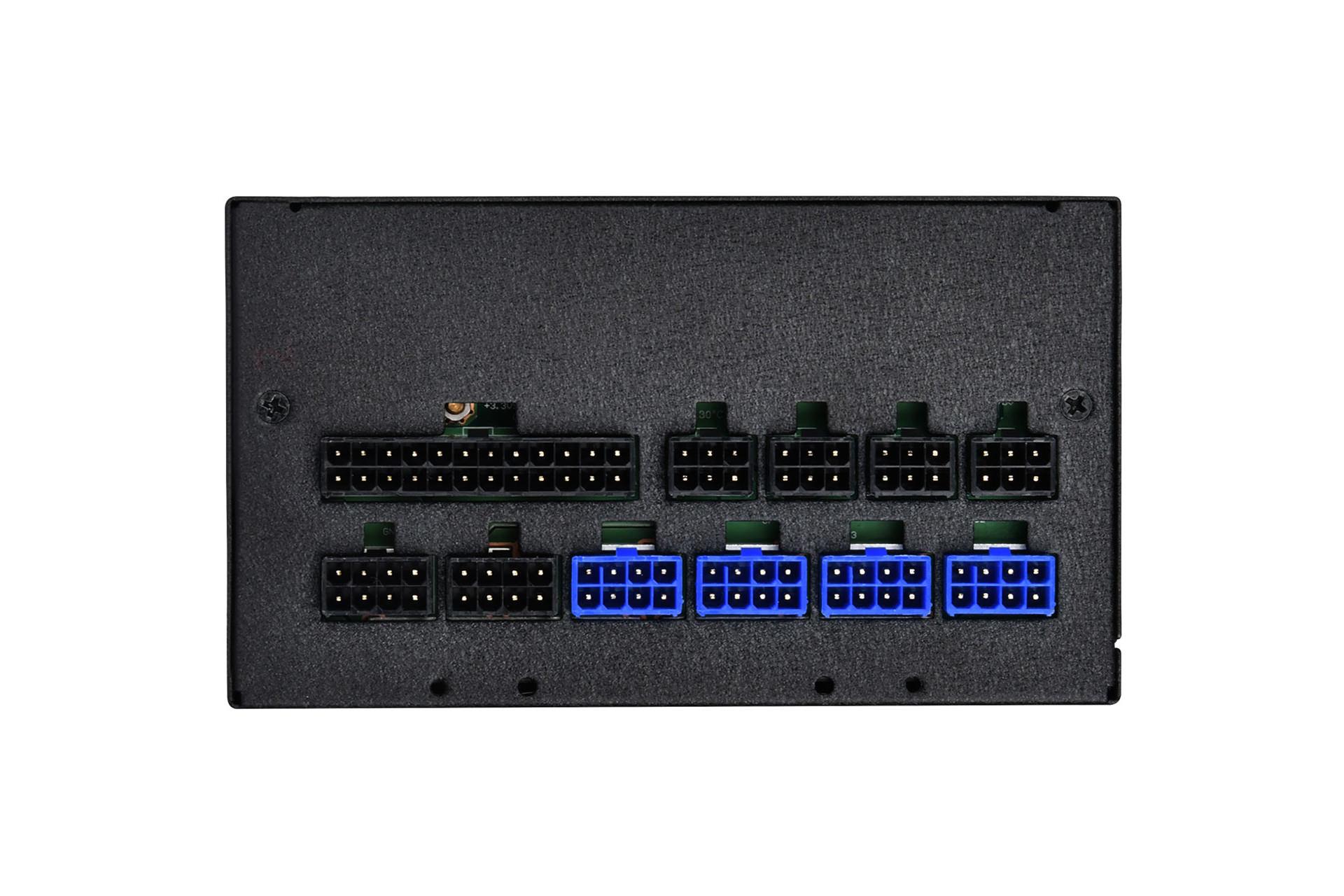 پاور کامپیوتر سیلور استون ST1000-PTS با توان 1000 وات نمای اتصالات