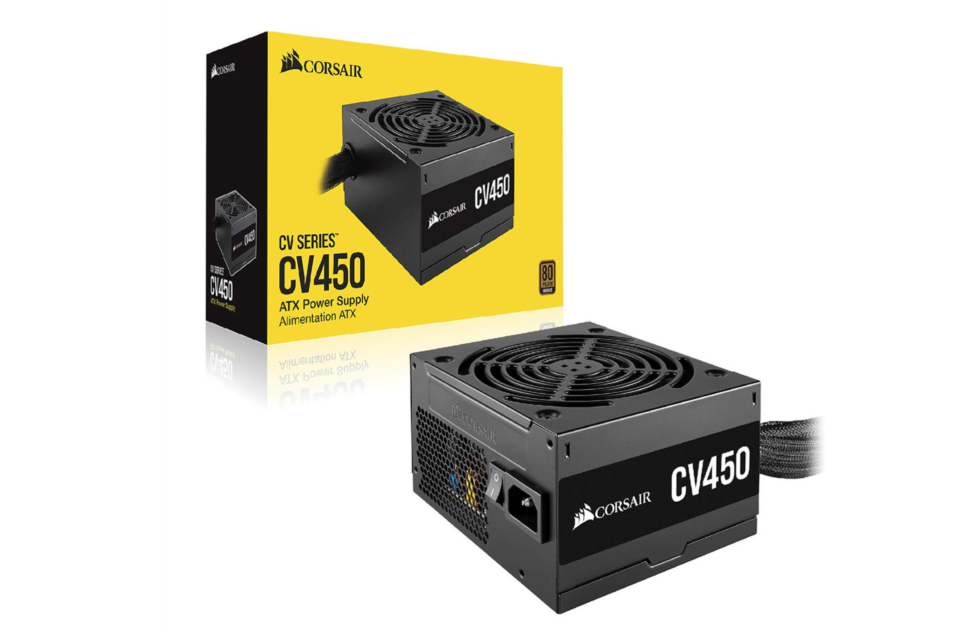 پاور کامپیوتر کورسیر CV450 با توان 450 وات بسته بندی