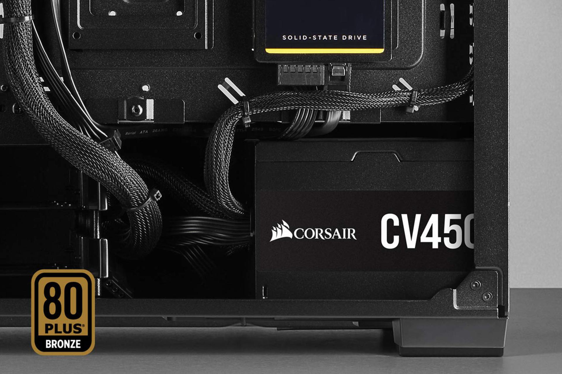 پاور کامپیوتر کورسیر CV450 با توان 450 وات نصب شده