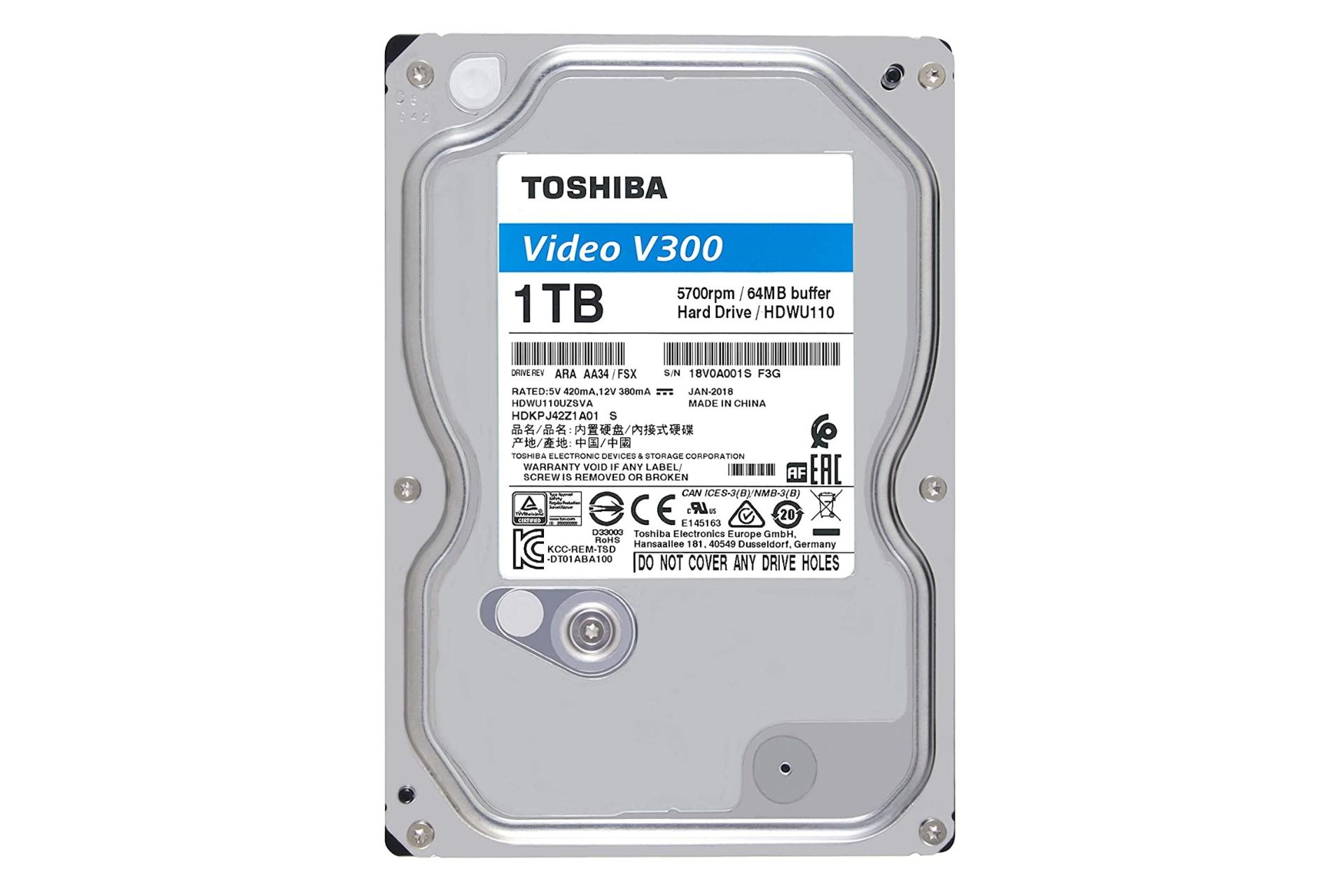 پشت هارد دیسک توشیبا V300 ظرفیت 1 ترابایت Toshiba V300 3.5 Inch 1TB