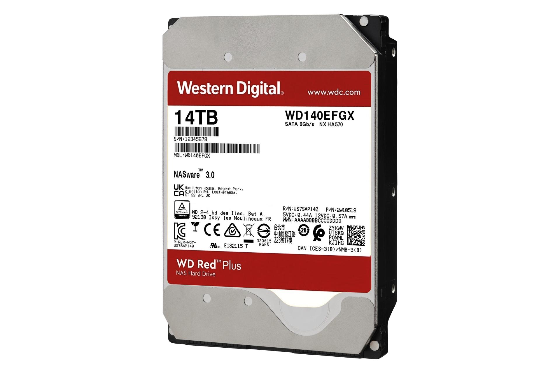 نمای راست هارد دیسک وسترن دیجیتال Western Digital Red Plus WD140EFGX 14TB ظرفیت 14 ترابایت