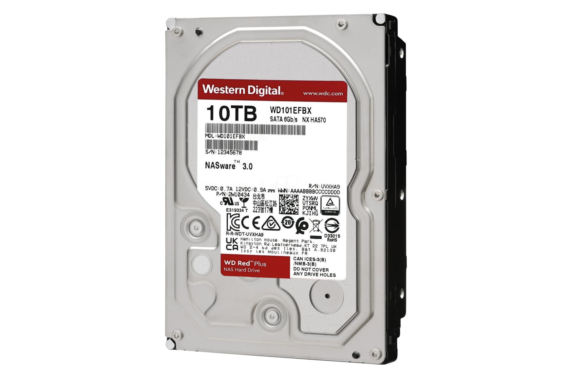 نمای راست هارد دیسک وسترن دیجیتال Western Digital Red Plus WD101EFBX 3.5 Inch 10TB ظرفیت 10 ترابایت