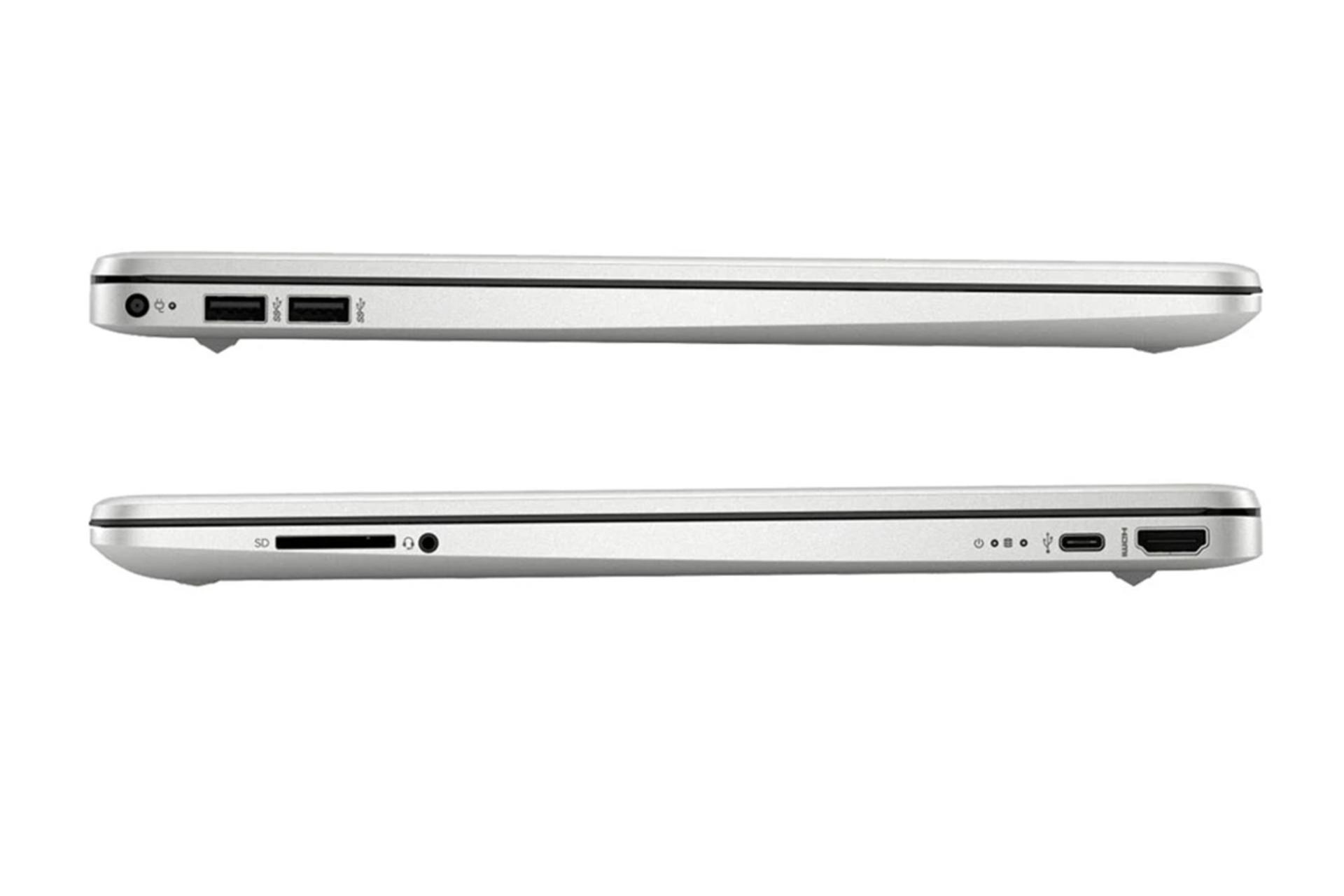 نمای کنار لپ تاپ اچ پی 15s-eq2022 و نمایش پورت ها