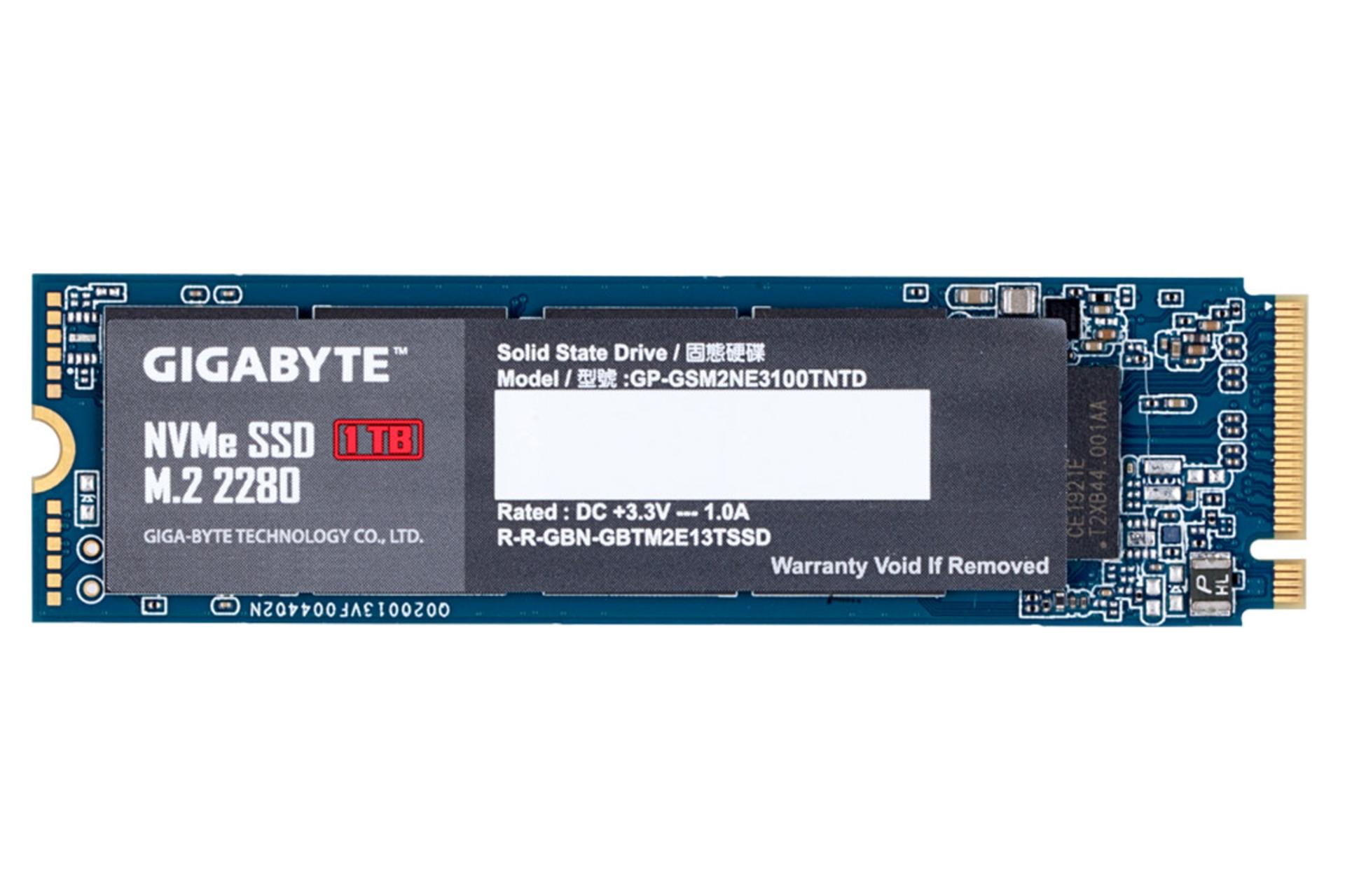 نمای روبرو SSD گیگابایت NVMe M.2 ظرفیت 1 ترابایت