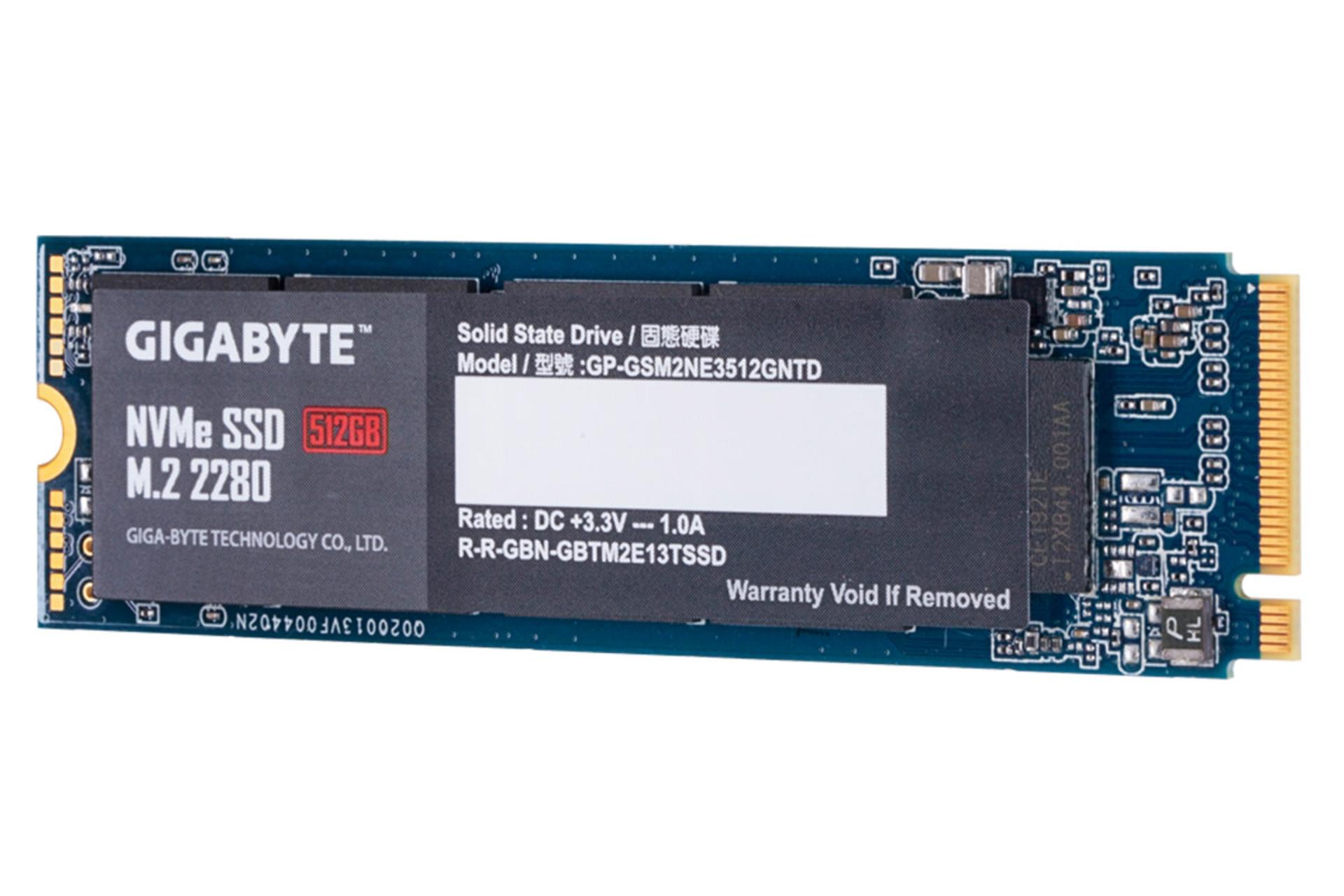 نمای راست SSD گیگابایت NVMe M.2 ظرفیت 512 گیگابایت