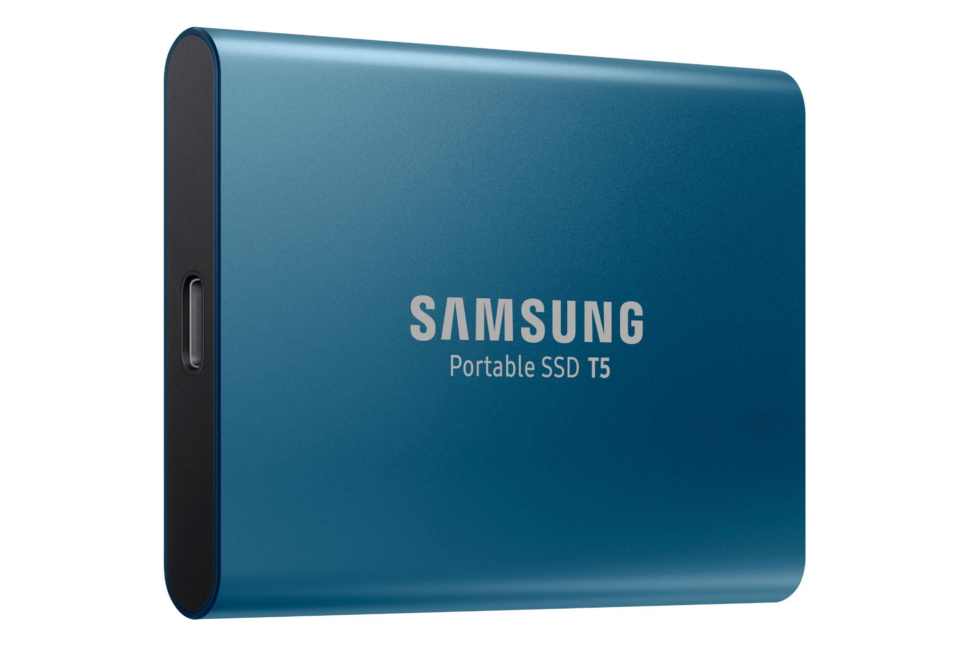 نمای چپ SSD سامسونگ Samsung T5 USB 3.1 Gen 2 آبی