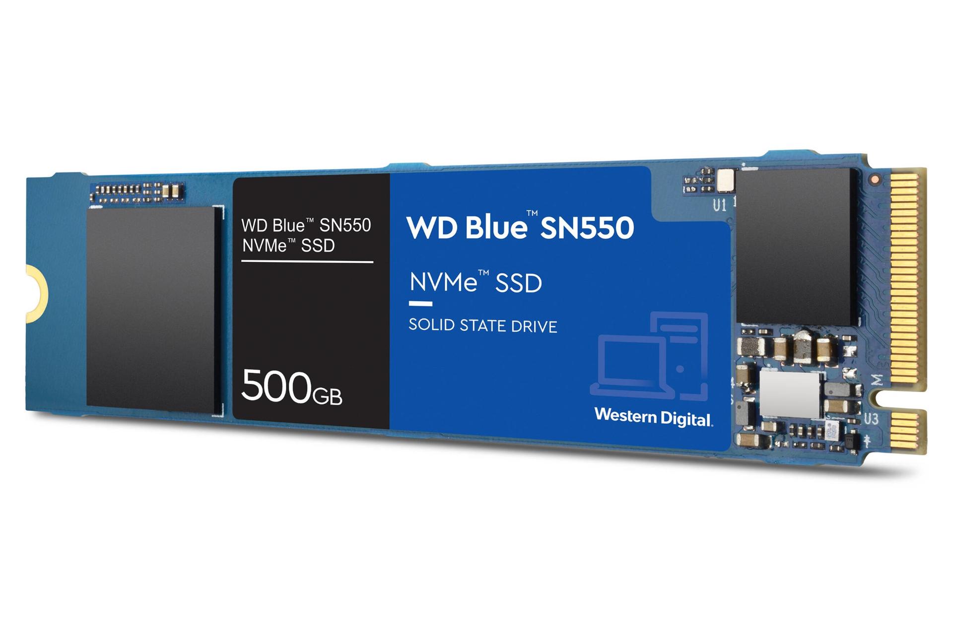 نمای راست SSD وسترن دیجیتال Western Digital Blue SN550 NVMe M.2 500GB ظرفیت 500 گیگابایت