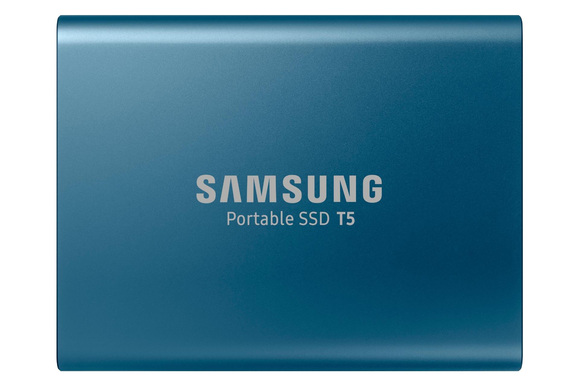 نمای روبرو SSD سامسونگ Samsung T5 USB 3.1 Gen 2 آبی