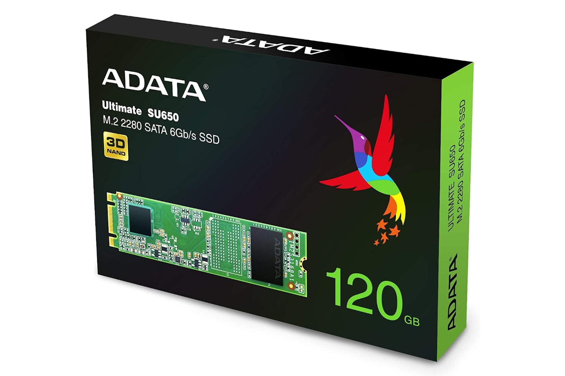 جعبه SSD ای دیتا آلتیمیت ADATA Ultimate SU650 SATA M.2 120GB ظرفیت 120 گیگابایت