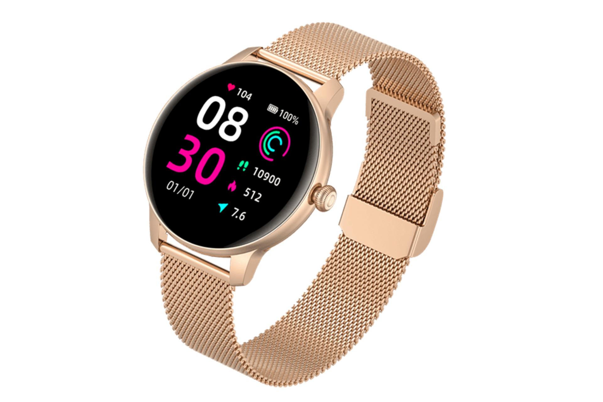 نمای نیمرخ ساعت هوشمند Kieslect L11 با بند فلزی