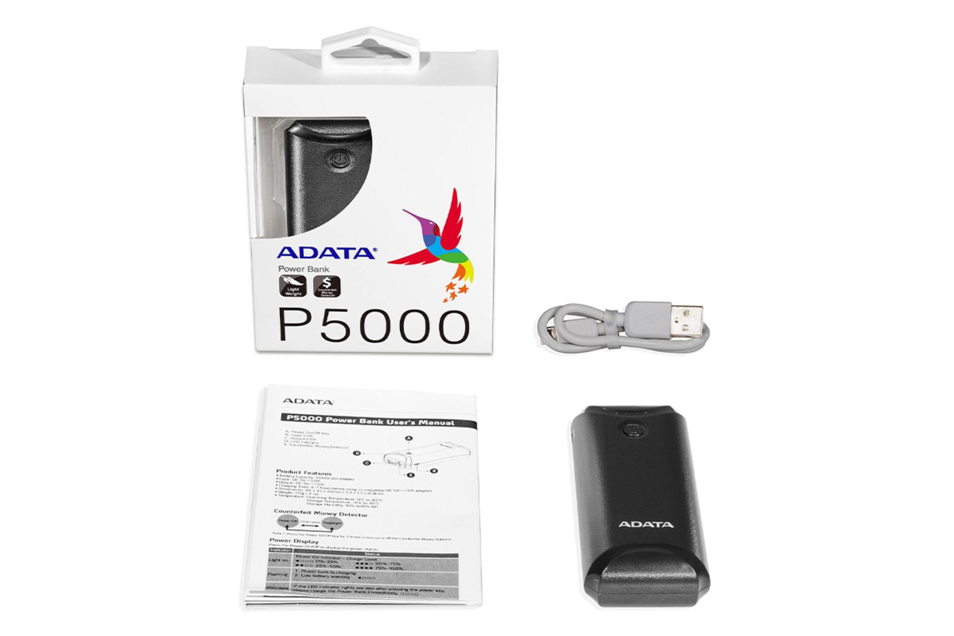 ای دیتا P5000 با ظرفیت 5000 میلی‌آمپر ساعت / ADATA P5000 5000mAh