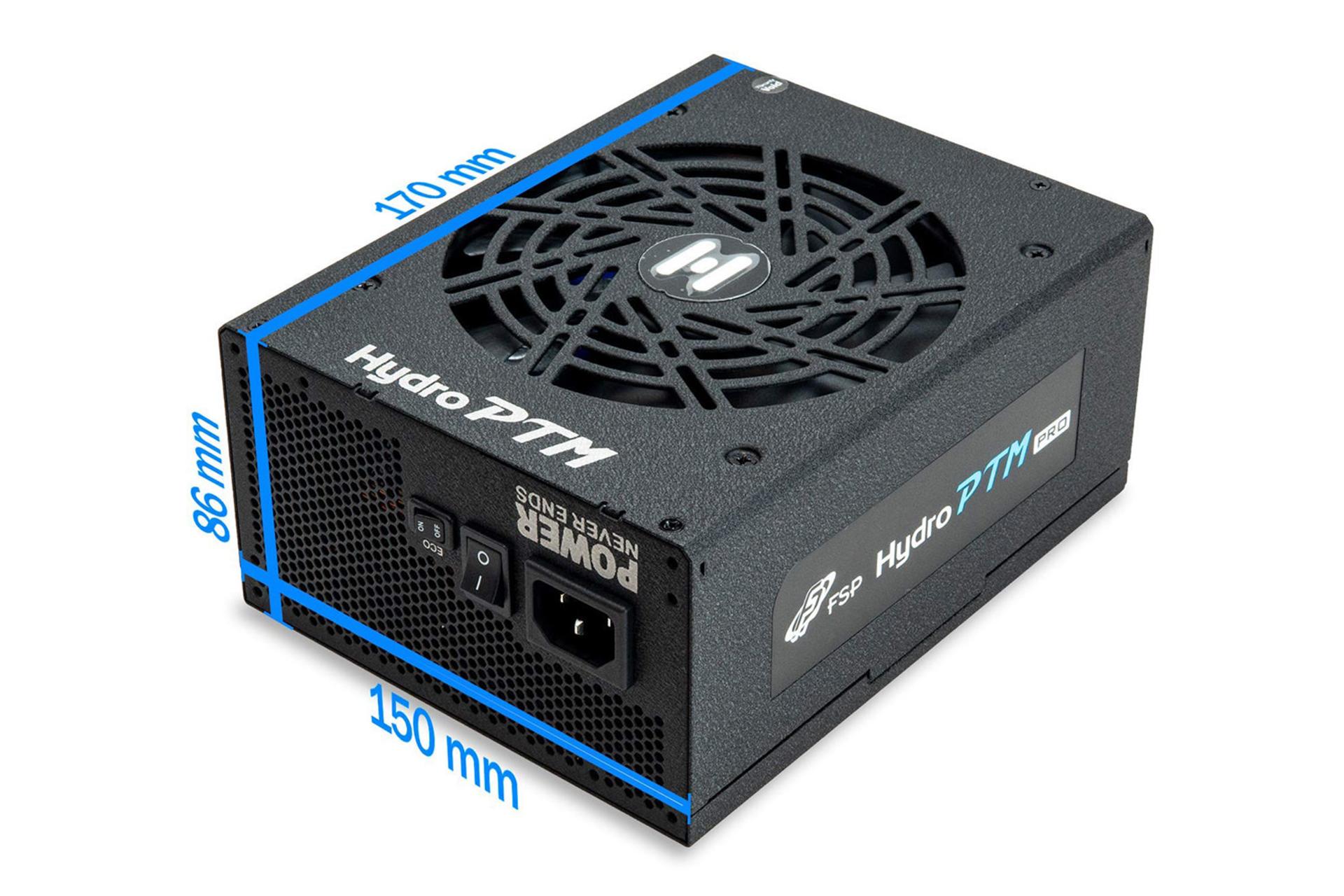 پاور کامپیوتر اف اس پی HYDRO PTM PRO با توان 750 وات ابعاد