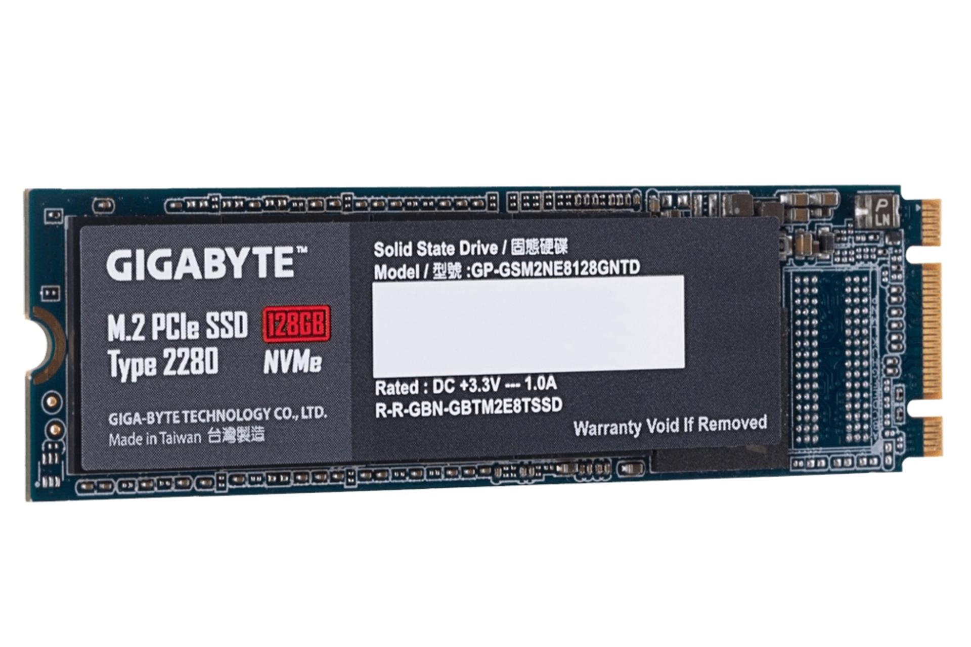 نمای چپ SSD گیگابایت GIGABYTE GP-GSM2NE8128GNTD NVMe M.2 128GB ظرفیت 128 گیگابایت