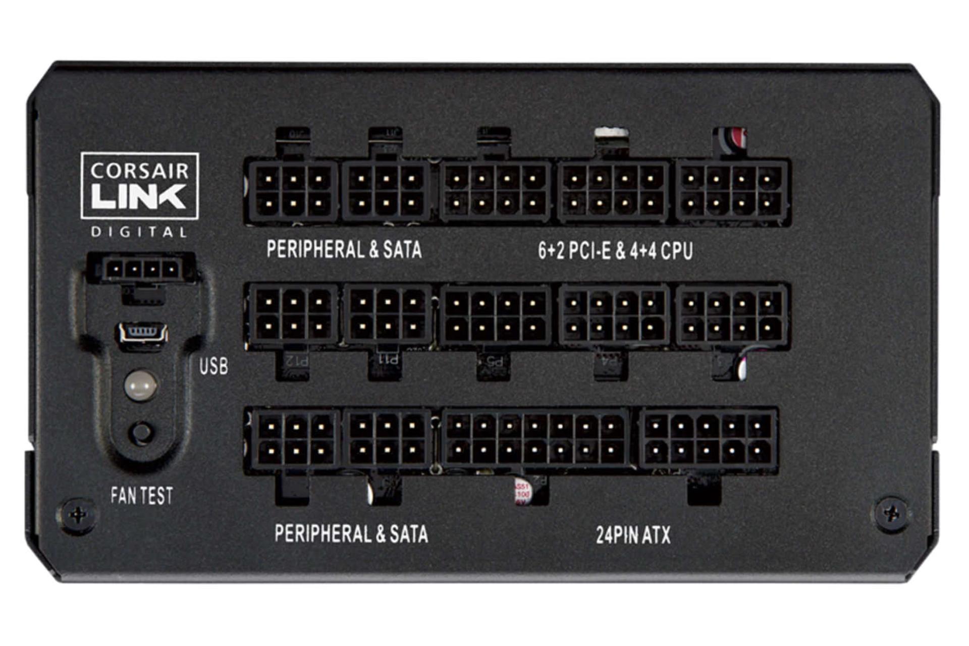 نمای اتصالات پاور کامپیوتر کورسیر HX1000i Platinum با توان 1000 وات