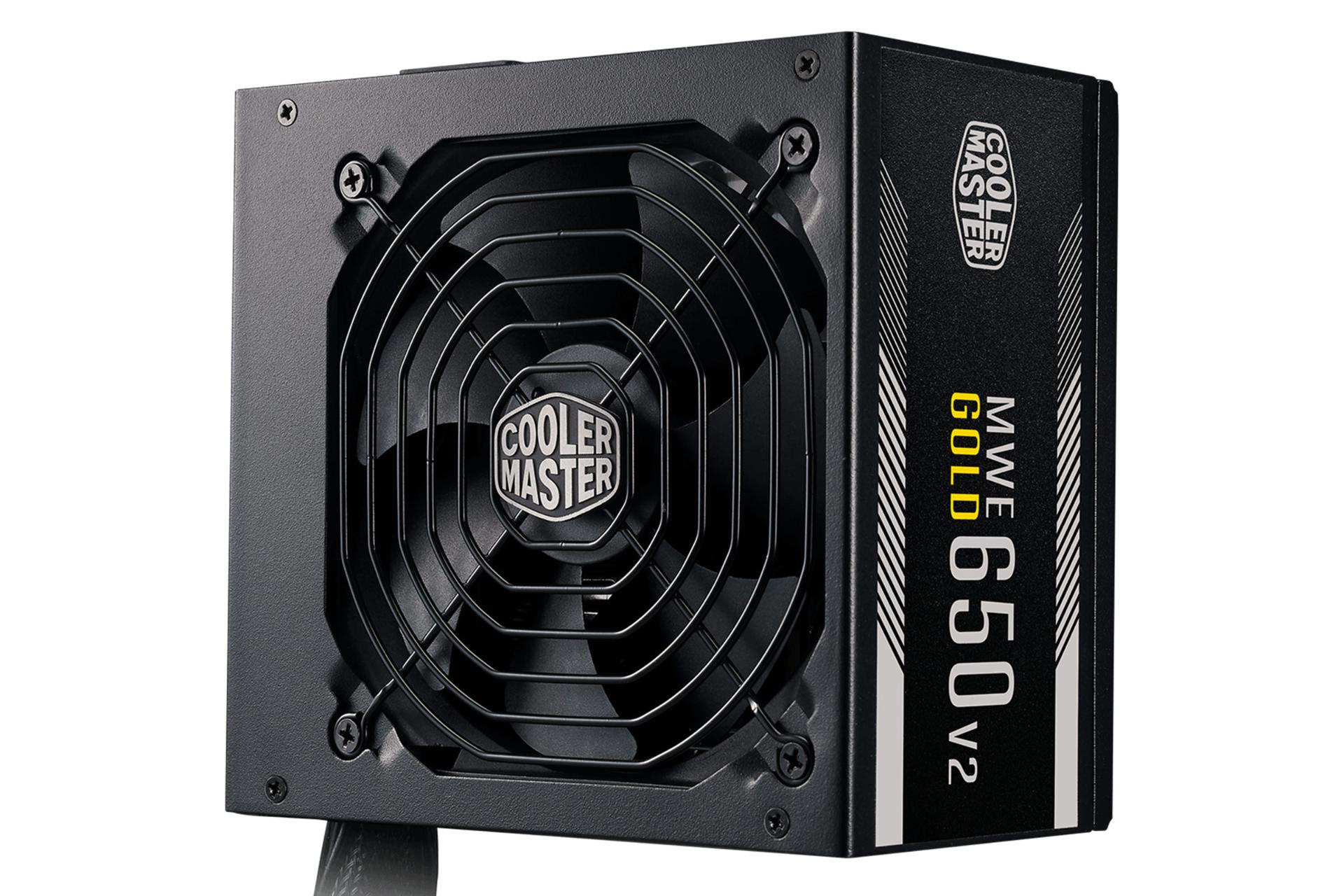 نمای ایستاده پاور کامپیوتر کولر مستر MWE Gold 650 V2 با توان 650 وات