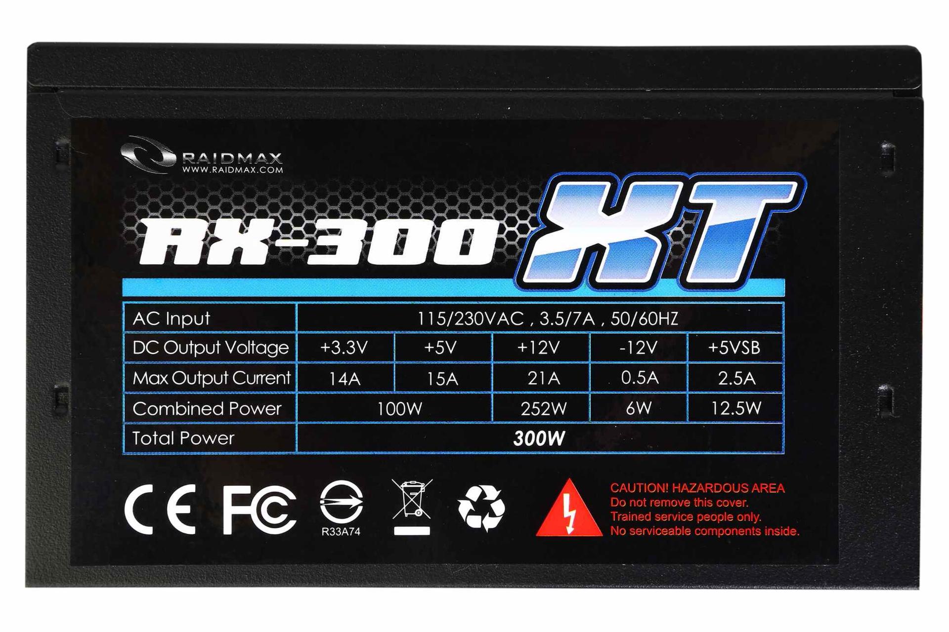 برچسب توضیحات پاور کامپیوتر ریدمکس RX-300 XT با توان 300 وات