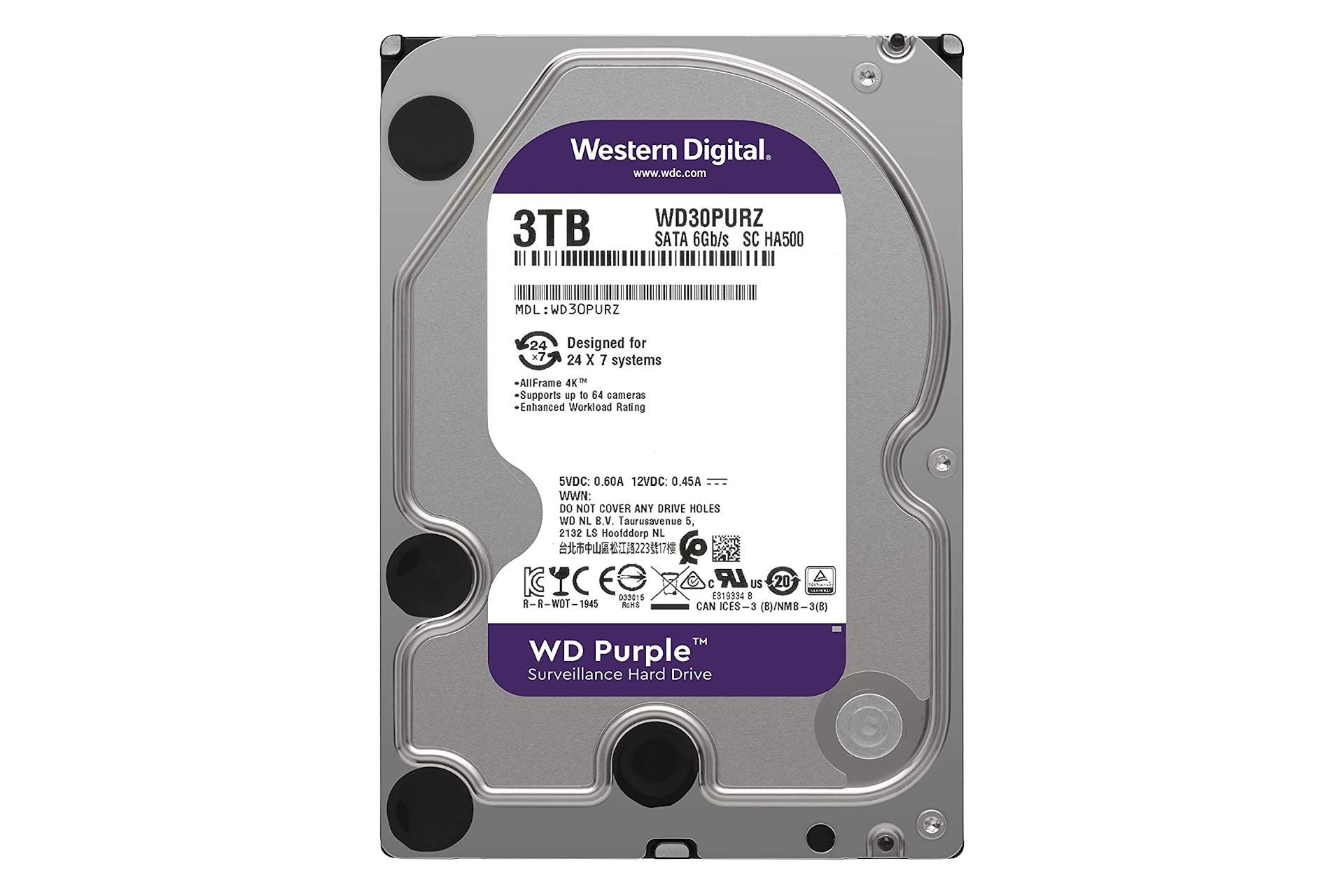 نمای پشت هارد دیسک وسترن دیجیتال Western Digital Purple WD30PURZ 3.5 Inch 3TB ظرفیت 3 ترابایت