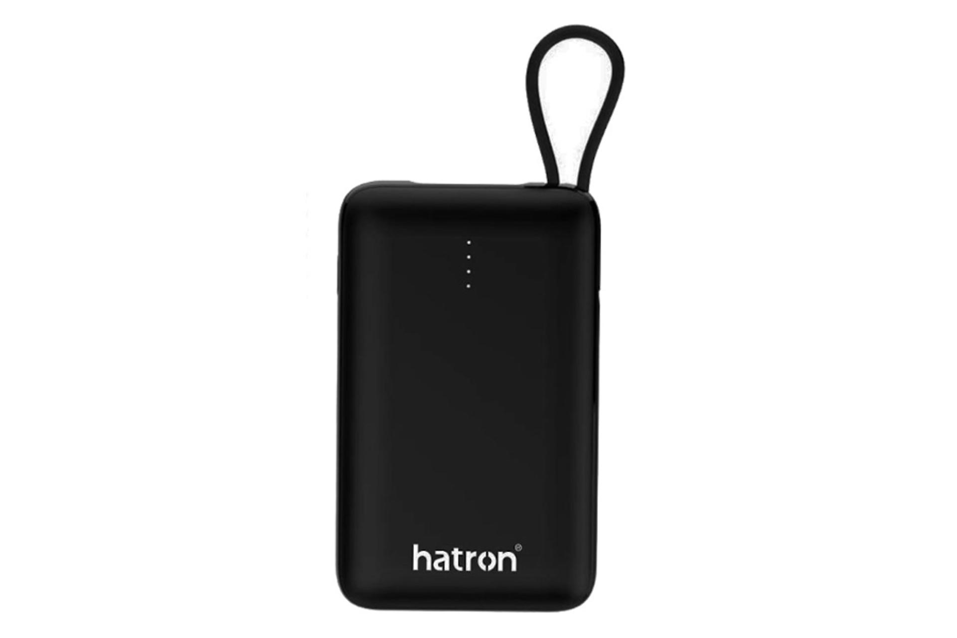 نمای روبرو پاور بانک هترون HPB1074 با ظرفیت 10000 میلی‌آمپر ساعت Hatron HPB1074 10000mAh مشکی