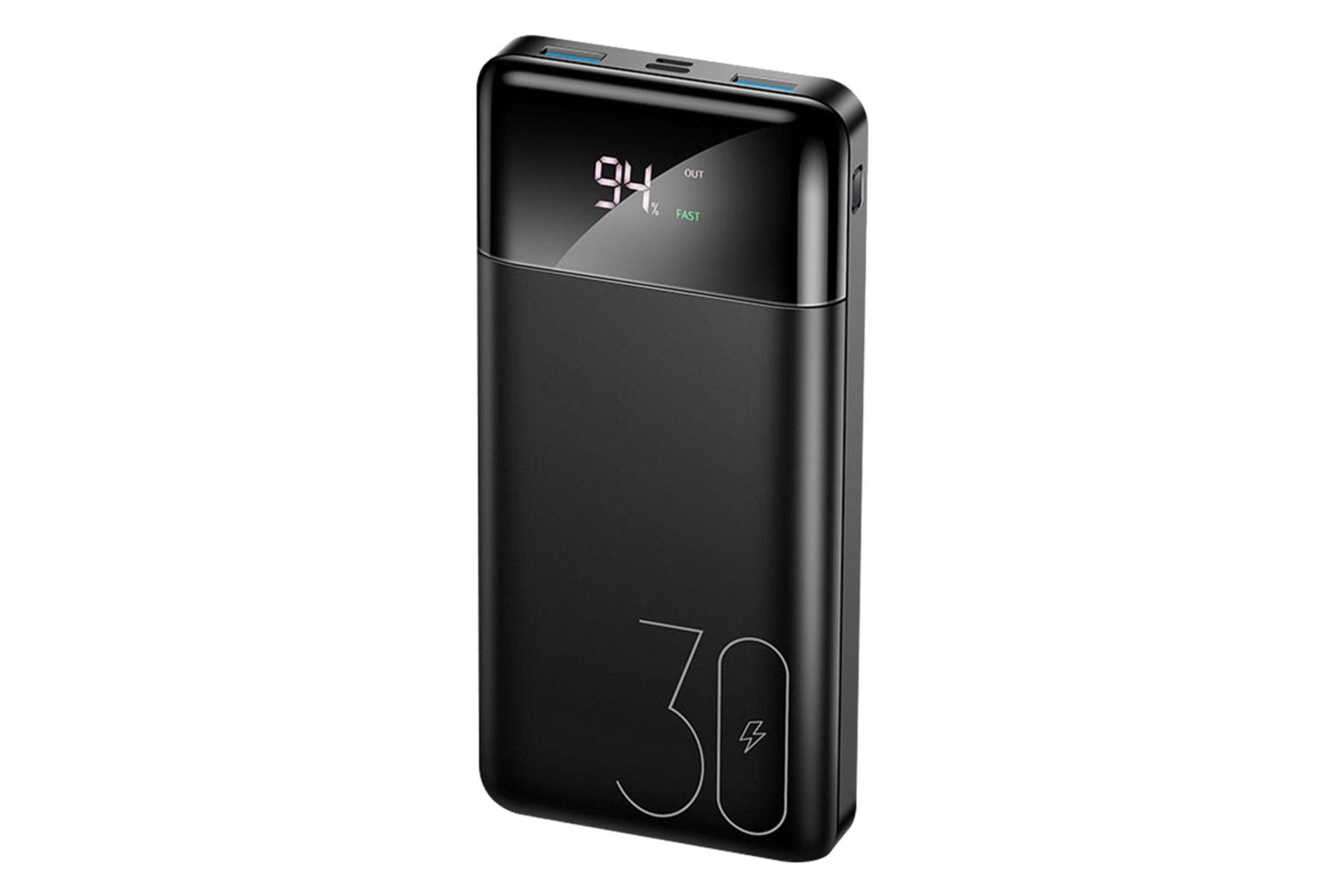 نمای روبرو پاور بانک یوسمز US-CD103 PB38 با ظرفیت 30000 میلی‌آمپر ساعت USAMS US-CD103 PB38 30000mA