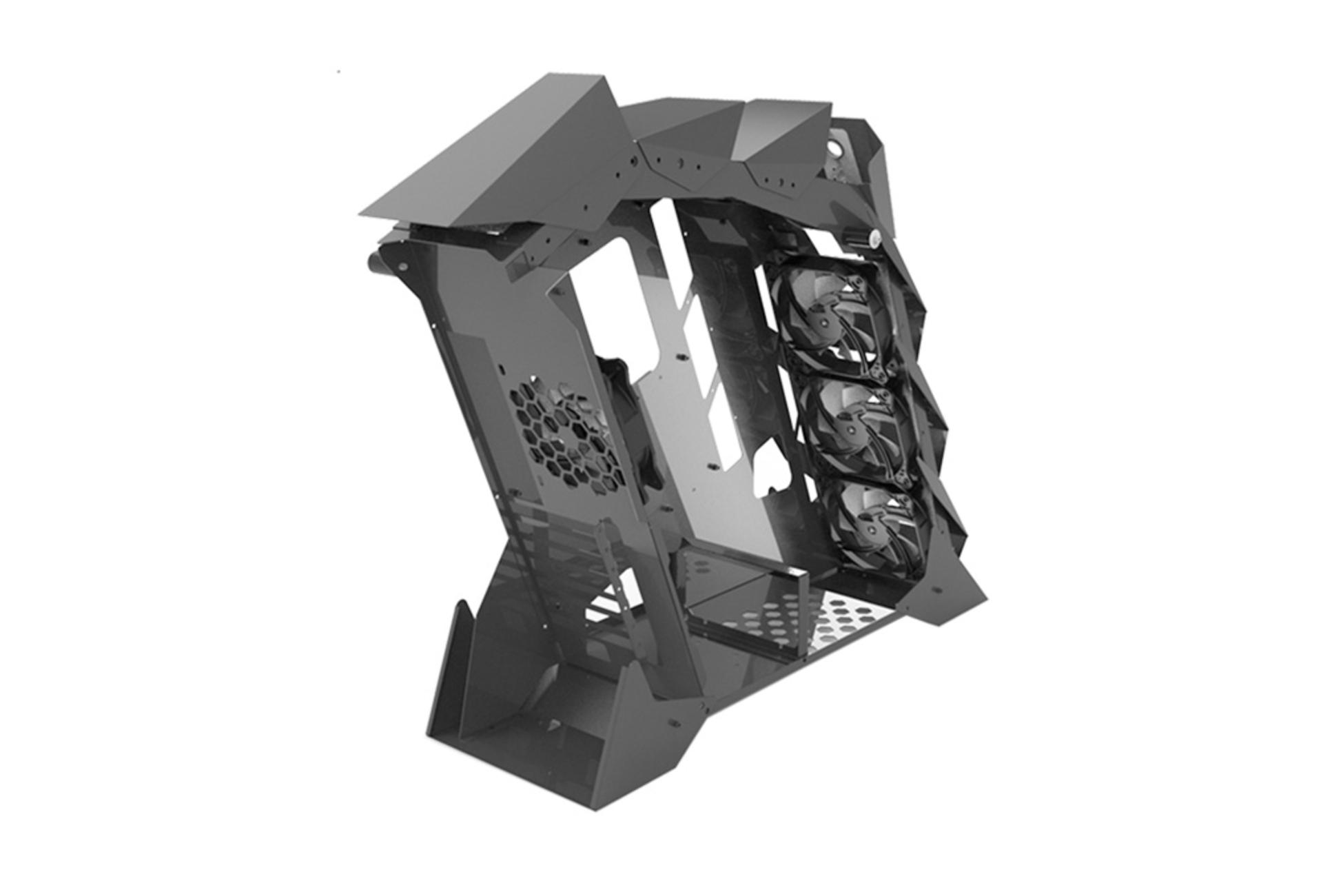 نمای نیم رخ عقب و درب شیشه ای سمت چپ کیس کامپیوتر فنتک COBALT CGX7